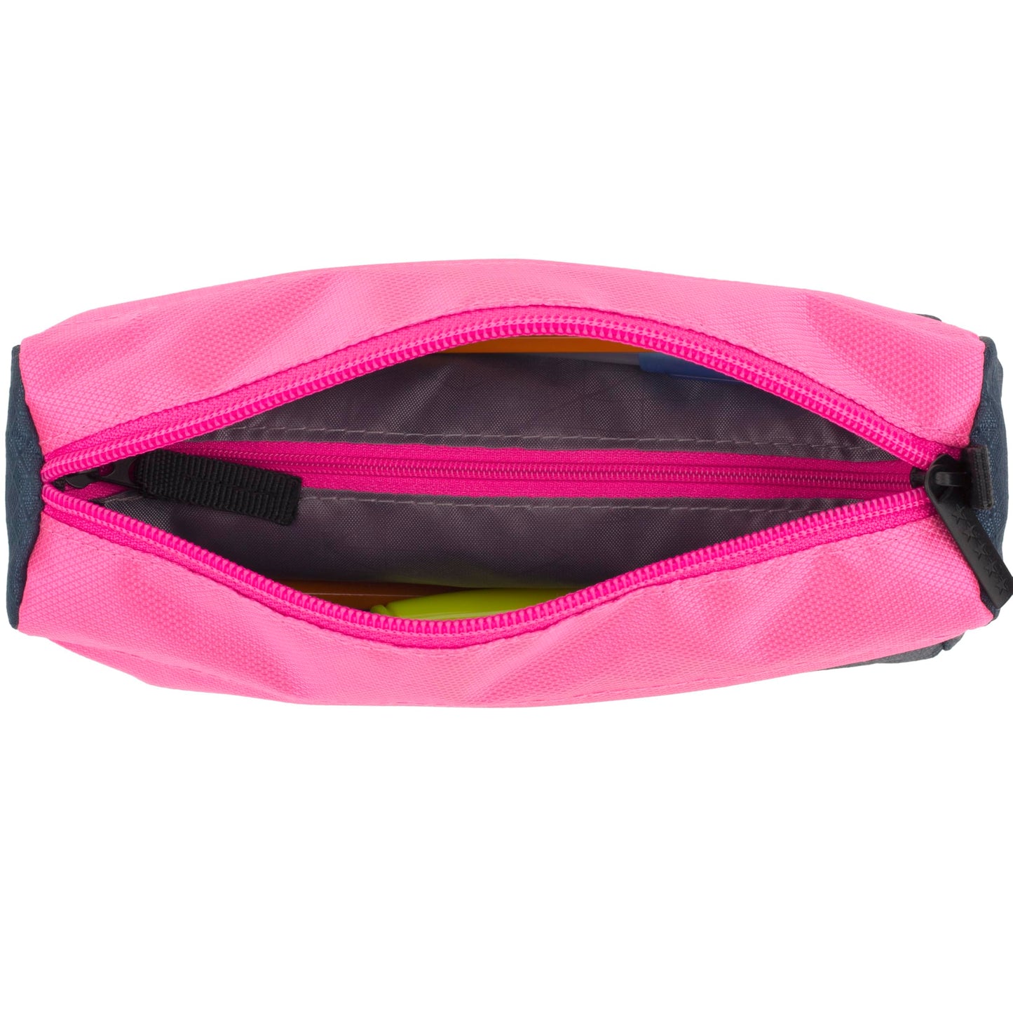 Five Star Pencil Pouch, Pen Case, 9-Pocket Zipper Pouch, Storage Organizer for School Supplies Earbuds Chargers Cables Makeup, Navy/Pink (505600B-ECM)