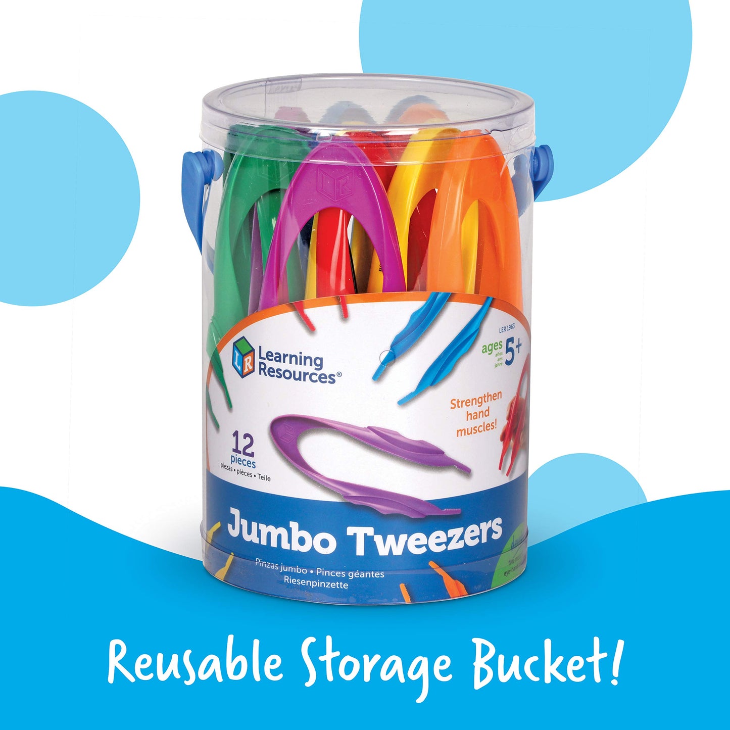 Learning Resources Jumbo Tweezers - Sensory Bin Tools , Water Table Toys, Montessori Grabber Tool, School and Teacher Supplies, Toddler Activities, Fine Motor, Daycare Essentials
