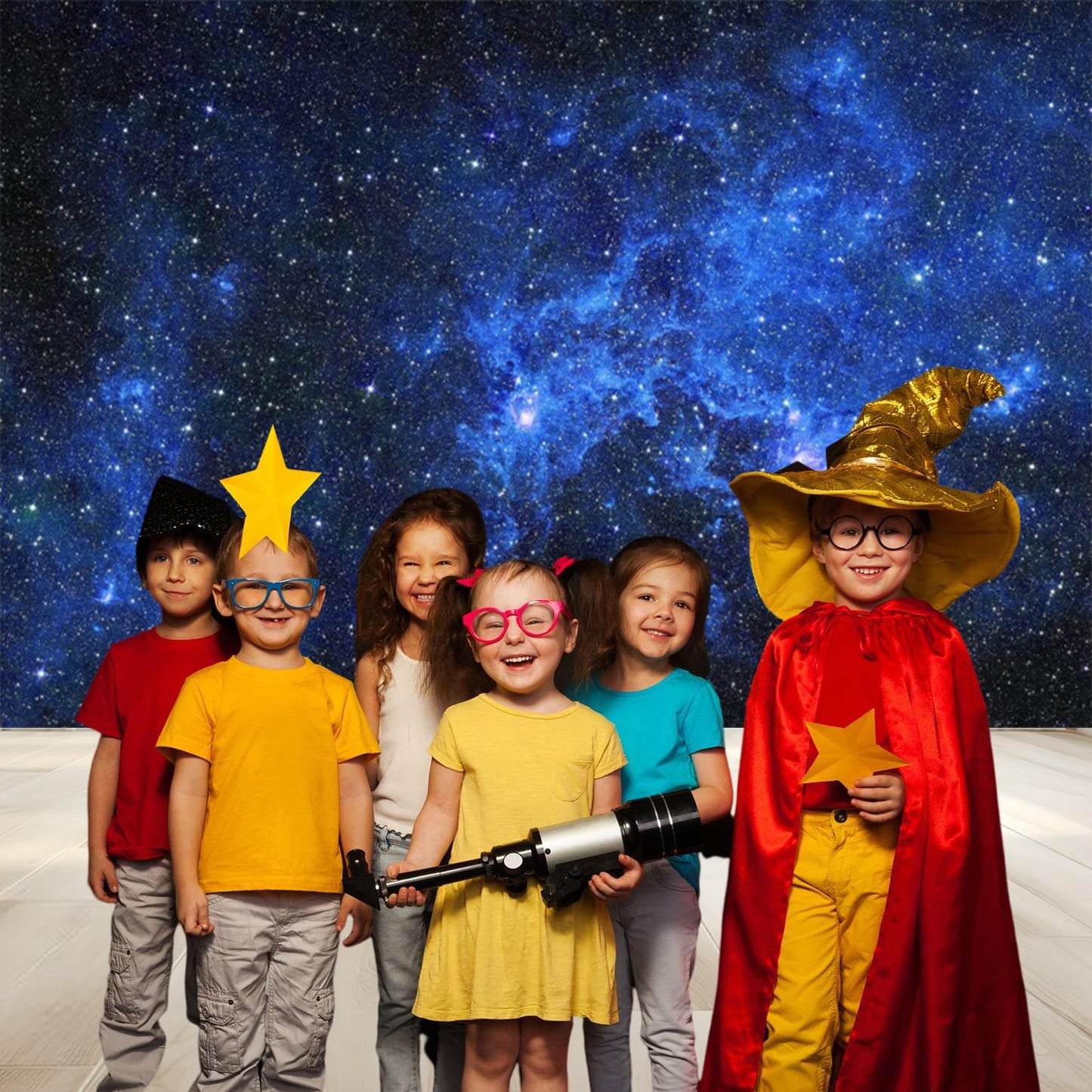 Renaiss 7x5ft Night Sky Star Backdrop Starry Galaxy Planet Theme Photography Background Boy Girls Birthday Party Decorations Banner Science Fiction Universe Photo Booth Studio Supplies Props
