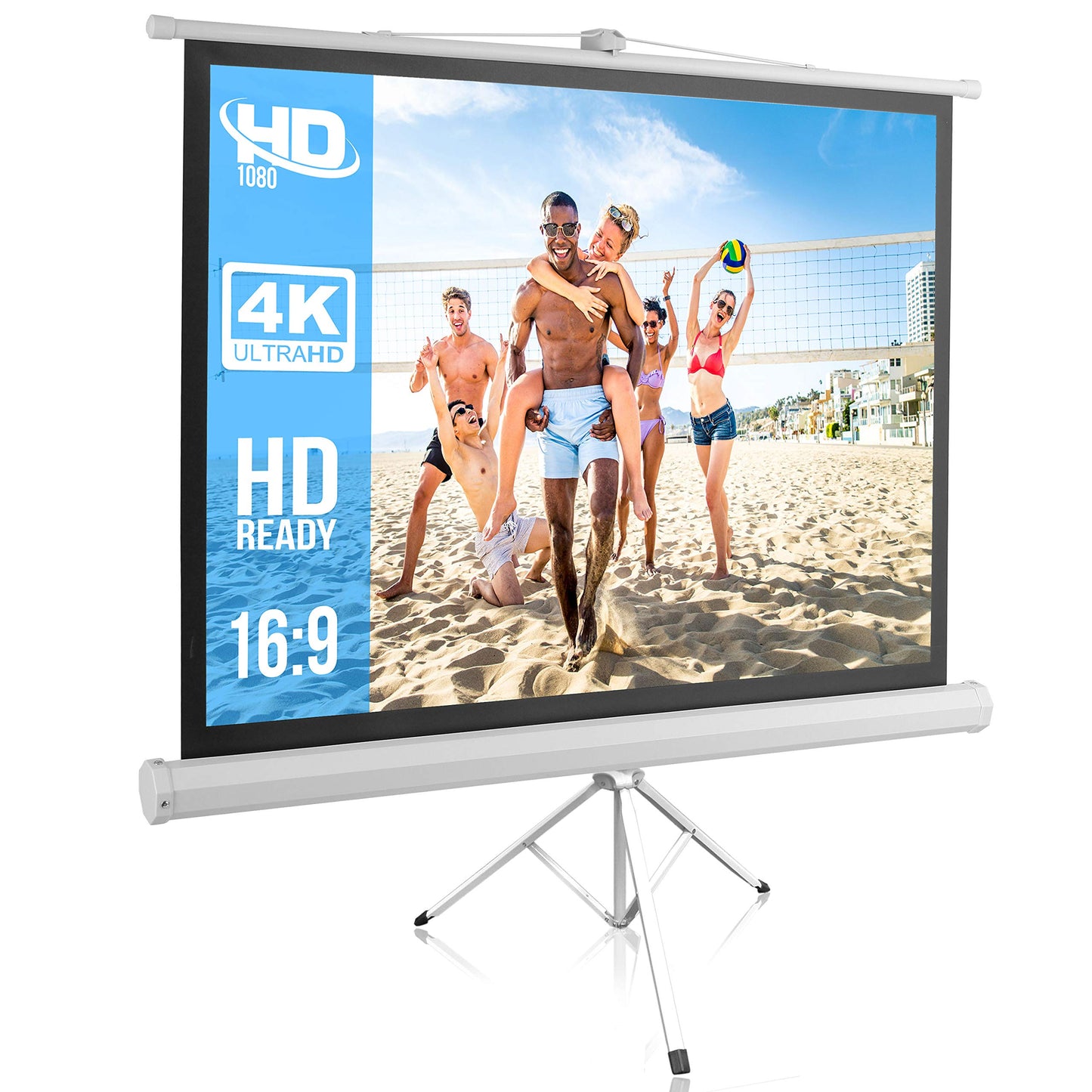 Pyle 50 Inch Portable Projector Screen with Tripod Stand – Lightweight, Durable, Easy Pull Setup Mobile Projection Screen with 4:3 Aspect Ratio, White Matte Fabric for Indoor/Outdoor Use