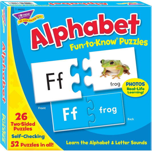 Creativity inspired TREND ENTERPRISES, INC. Fun-to-Know Puzzles: Alphabet, Learn The Alphabet & Letter Sounds, 26 Two-Sided Puzzles, Self-Checking, 52 Puzzles Total, for Ages 3 and Up