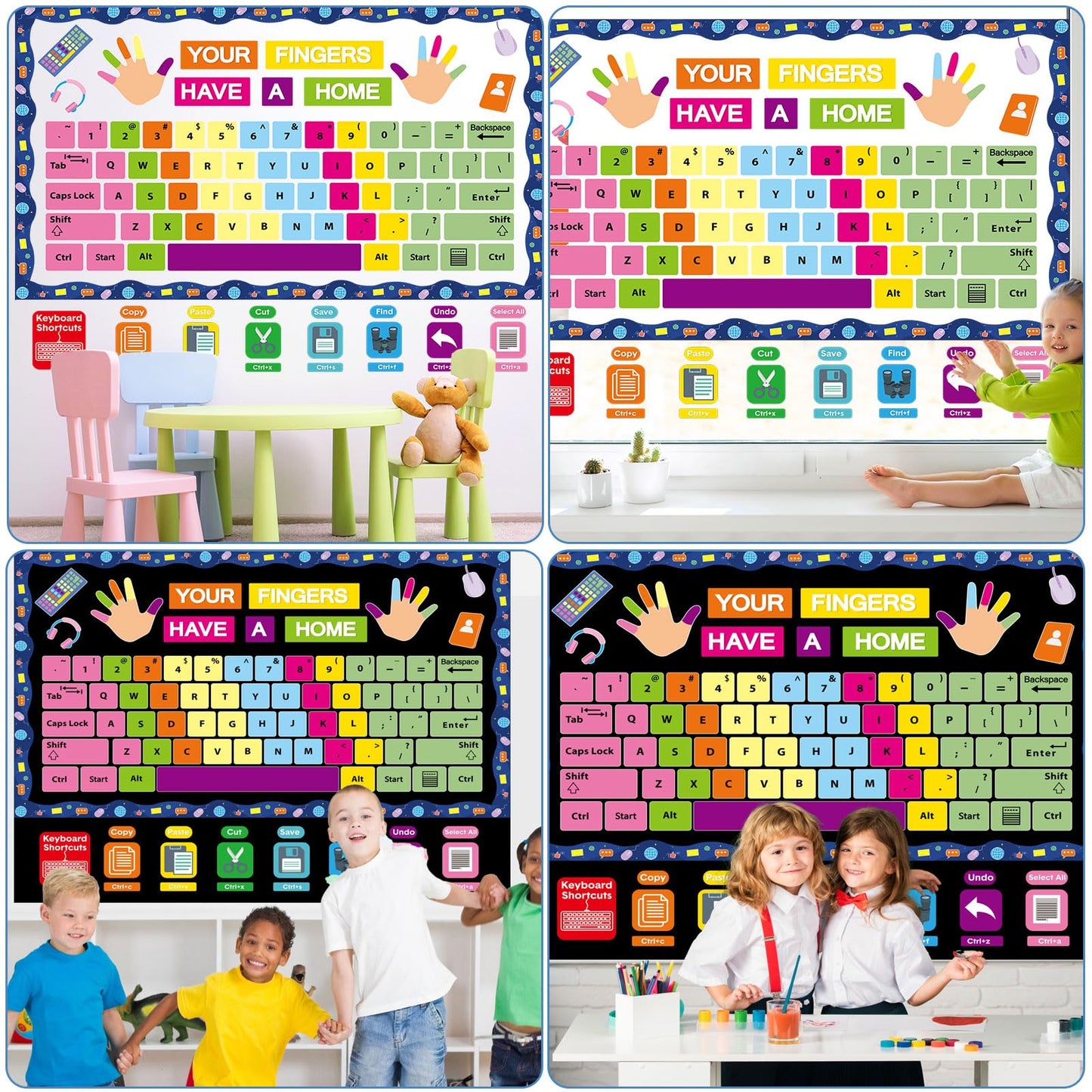 Computer Keyboard Bulletin Board Set Keyboard Shortcuts Classroom Decorations Inspirational Technology Education Paper Cutouts Computer Lab Bulletin Board for Back to School Office Teacher Supplies