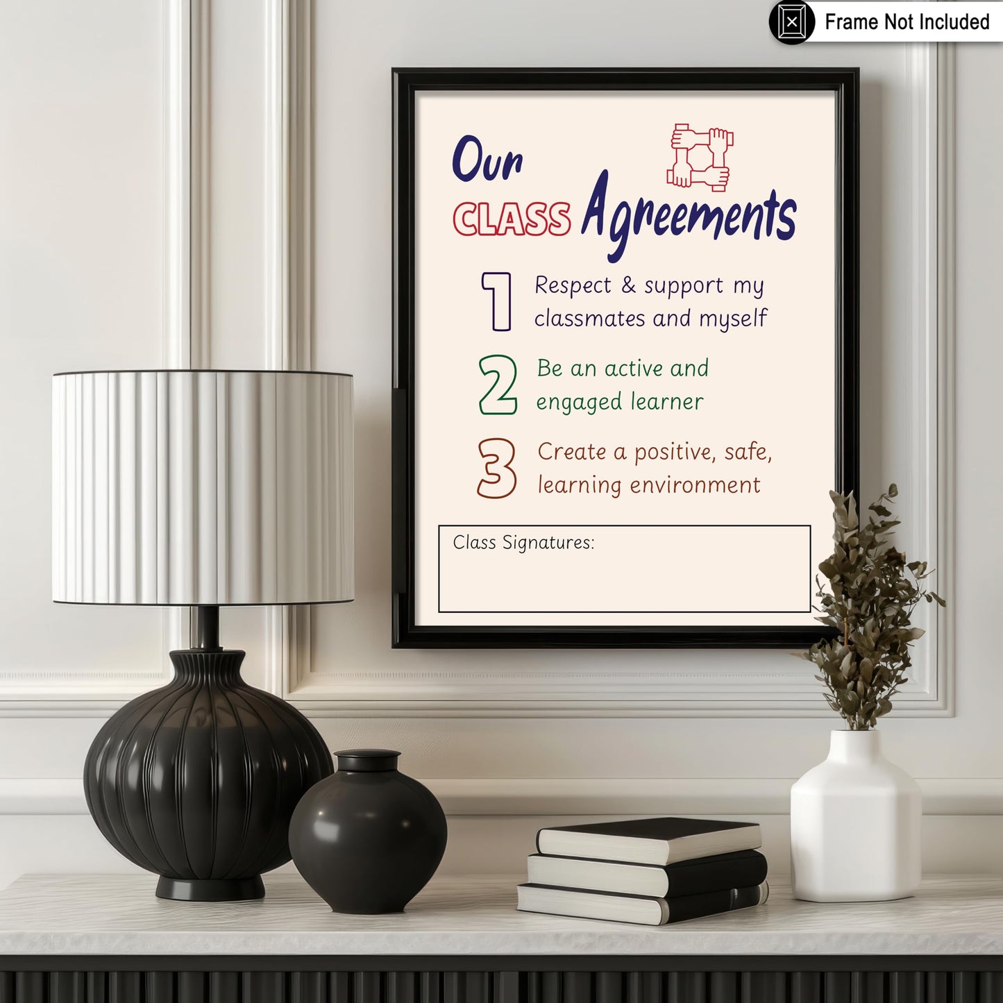 Poster Master Our Class Agreements Poster - Learning Environment Print - Preppy Art - Educational Art - Gift for Teacher & Students - Great Wall Decor for School or Classroom - 8x10 UNFRAMED Wall Art