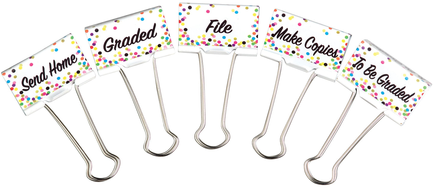 Teacher Confetti Classroom Management Large Binder Clips