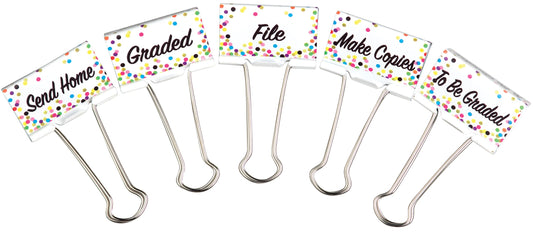 Teacher Confetti Classroom Management Large Binder Clips