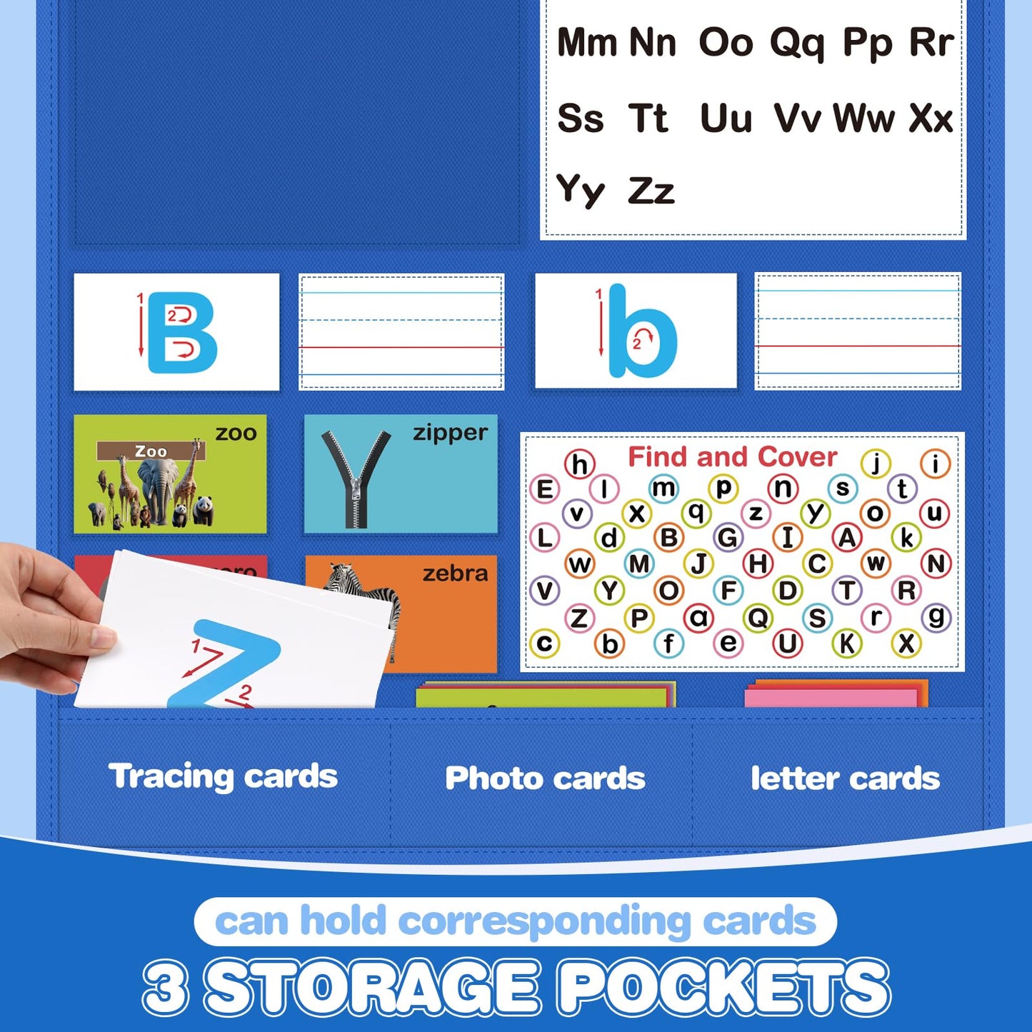 Alphabet Learning Pocket Chart, Alphabet Wall Chart for Toddlers 1-3, Handwriting Practice Letter Tracing Circle Time Learning Center for Classroom, Preschool Classroom Must Haves XL35x 27"