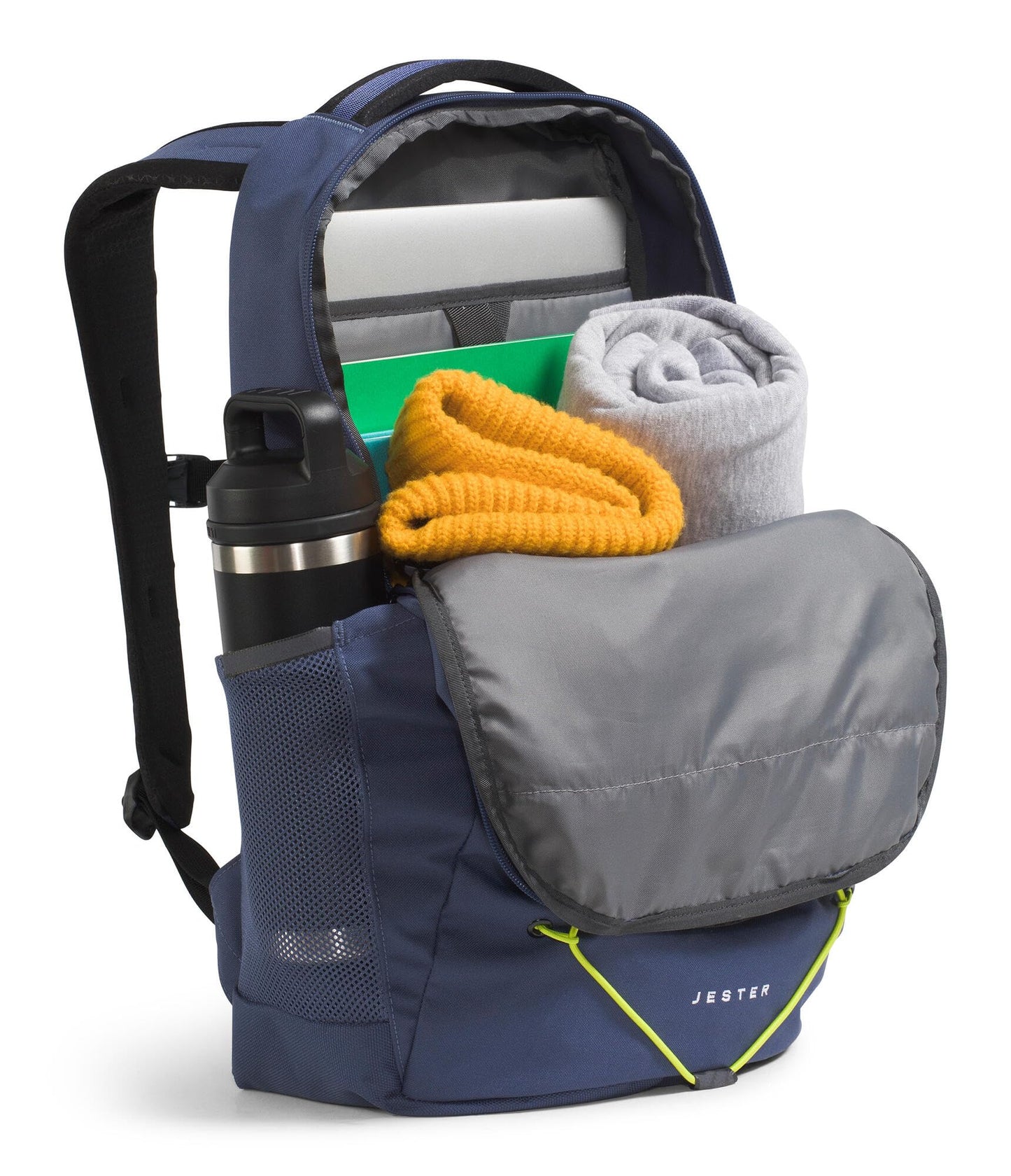The North Face Jester Everyday Laptop Backpack - Commuter Daypack, Water Repellent, Laptop Sleeve, Lunar Blue/Fizz Lime, One Size