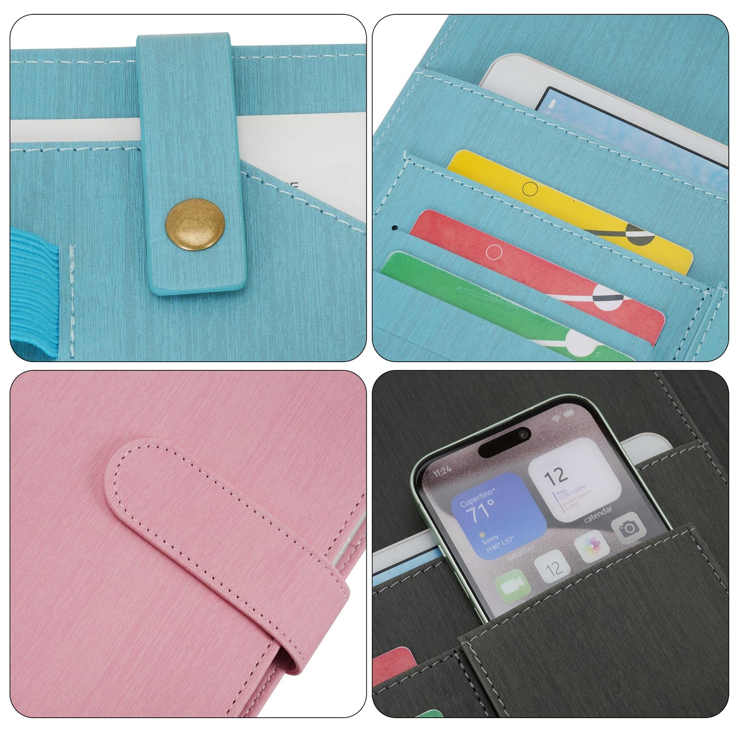 Wonderpool A4 PU Leather Portfolio Holder Ring File Document Case with Removable Binder Clipboard, Multi Pocket and Legal Pad for Business Organizer Interview and Meeting (Pink)