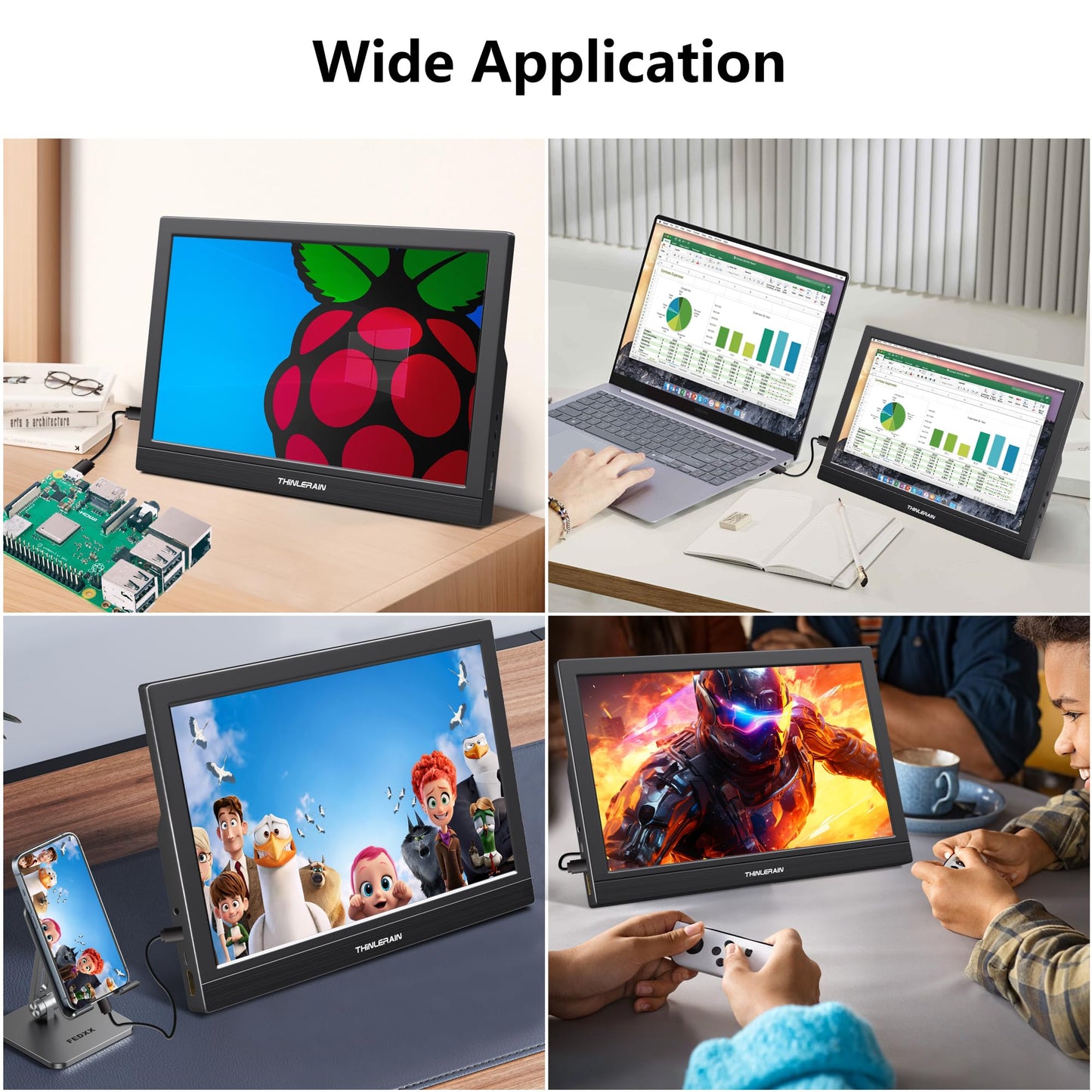 Thinlerain 11.6 Inch Portable Monitor Touchscreen, 10-Point Touch Screen Monitor Travel Screen with Kickstand & Speaker, HDMI USB C External Display for Laptop, PC, Phone