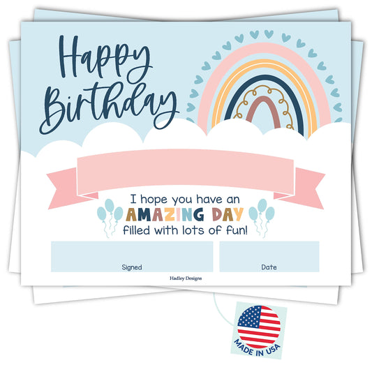 Happy Birthday Certificates for Students - 25 Student Birthday Certificates for Kids Classroom Must Haves, Teacher Supplies for Classroom Elementary, Boho Teacher Essentials