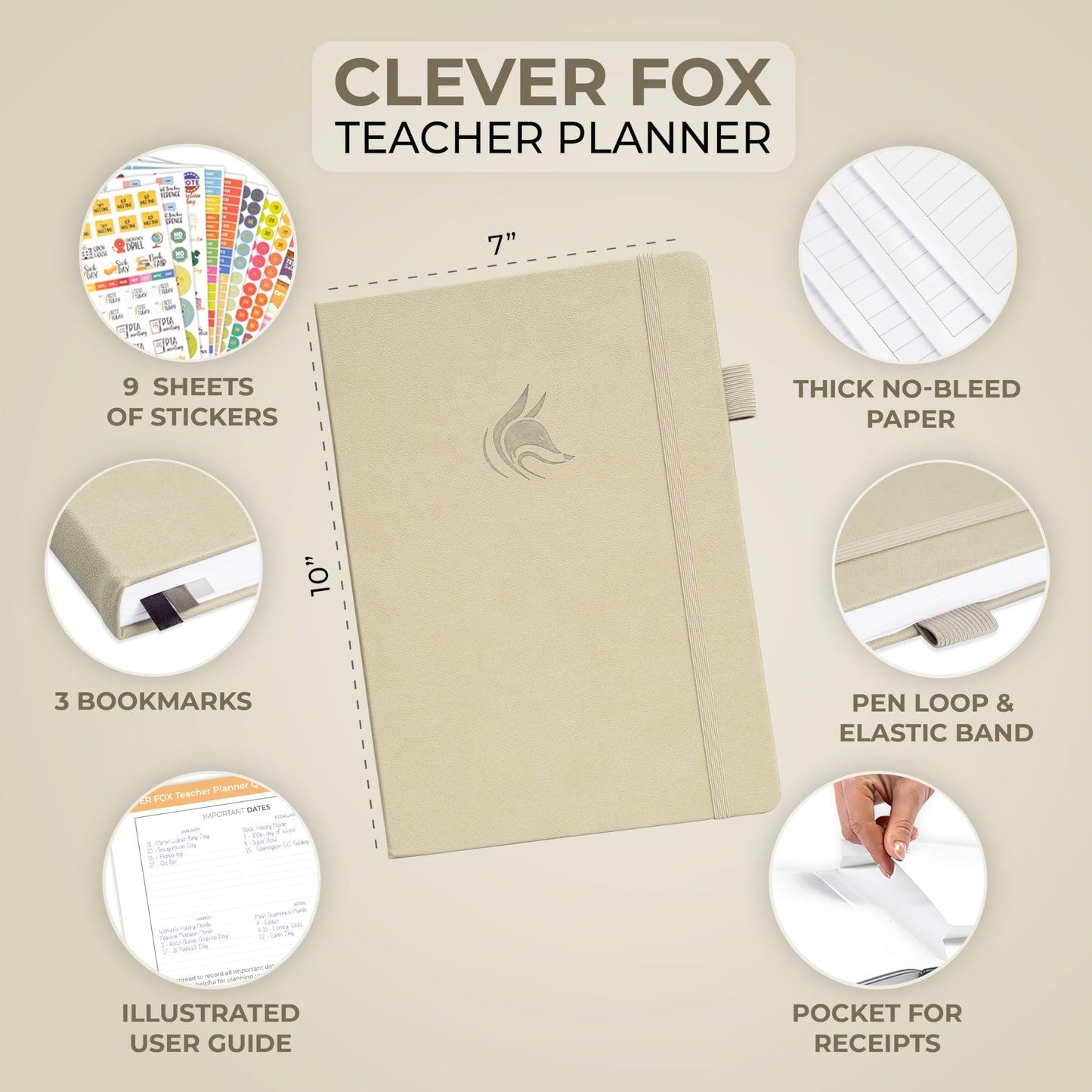 Clever Fox Teacher Planner – School Year Planner with Calendars & Lesson Plans – Teacher Plan Book for Classroom & Homeschool Organization - Undated, 7x10″, Hardcover (Foggy Alps)