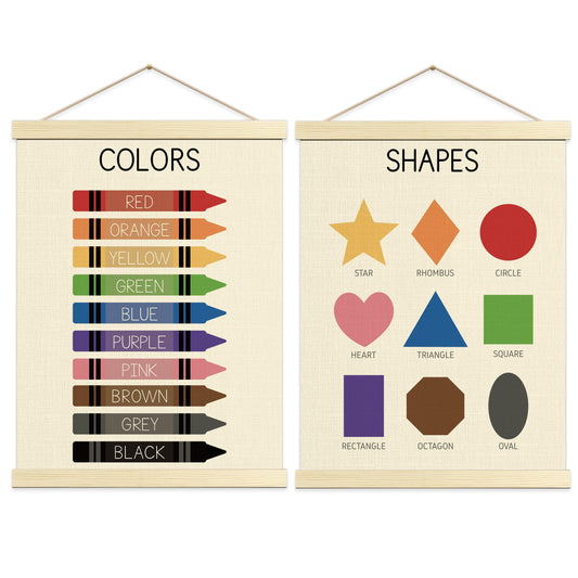2 PCS Color Days of the Week Poster for Kids,Educational Toddler Learning Posters for Classroom & Homeschool Decor,Preschool Shapes Colors Chart for Playroom Wall Art,Calendar Banner - A08
