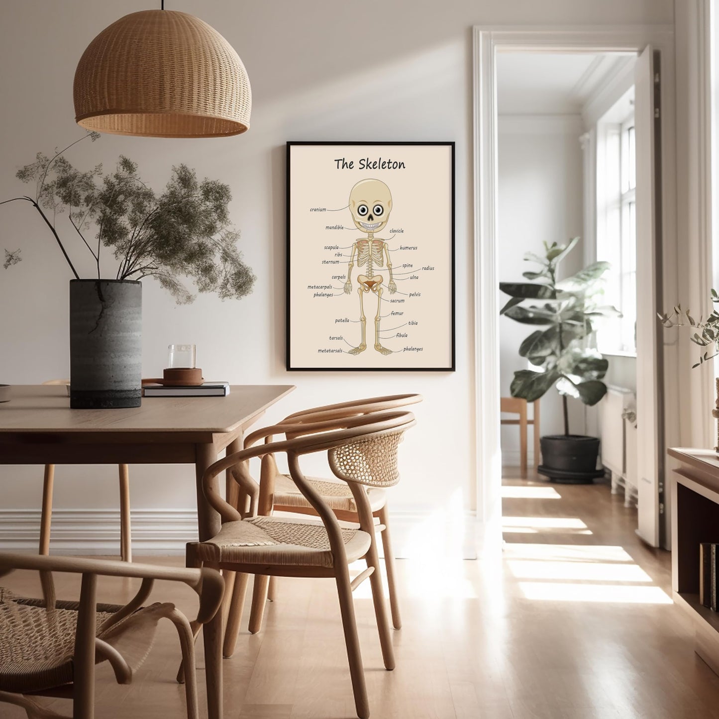 Poster Master The Skeleton Poster - Human Skeleton Print - Learning Materials Art - Science Art - Gift for Students & Teacher - Fun Decor for Classroom, Library or Nursery - 8x10 UNFRAMED Wall Art