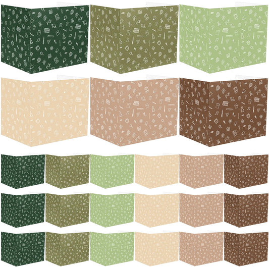 SATINIOR 24 Pcs Privacy Folders for Students, Desk Dividers for Classroom Testing, Trifold Cardboard Privacy Boards, Study Carrels Panel School Teacher Supplies(Stationery Style,Matcha Color)
