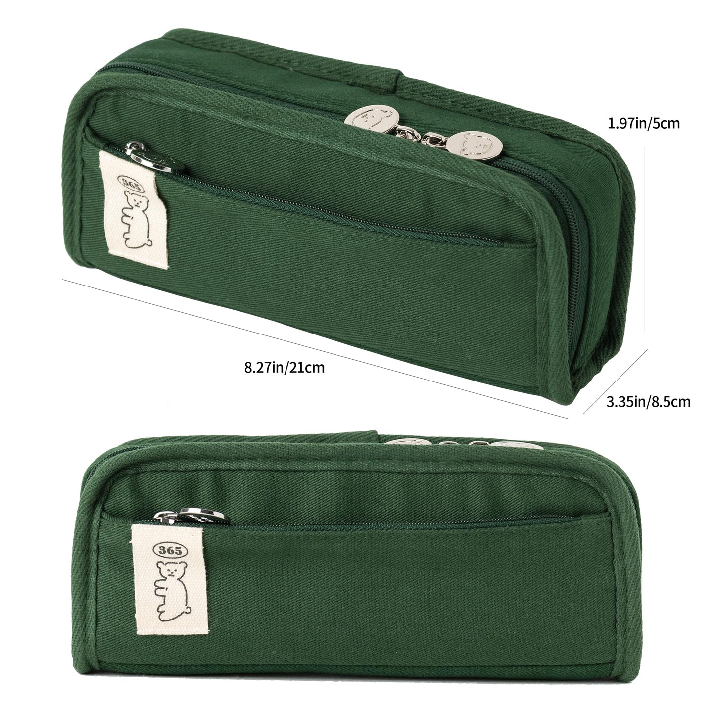 brunch brother Daily Green Pencil Case, Large Capacity Pencil Pouch with Ample Storage, Simple Design for Students and Professionals