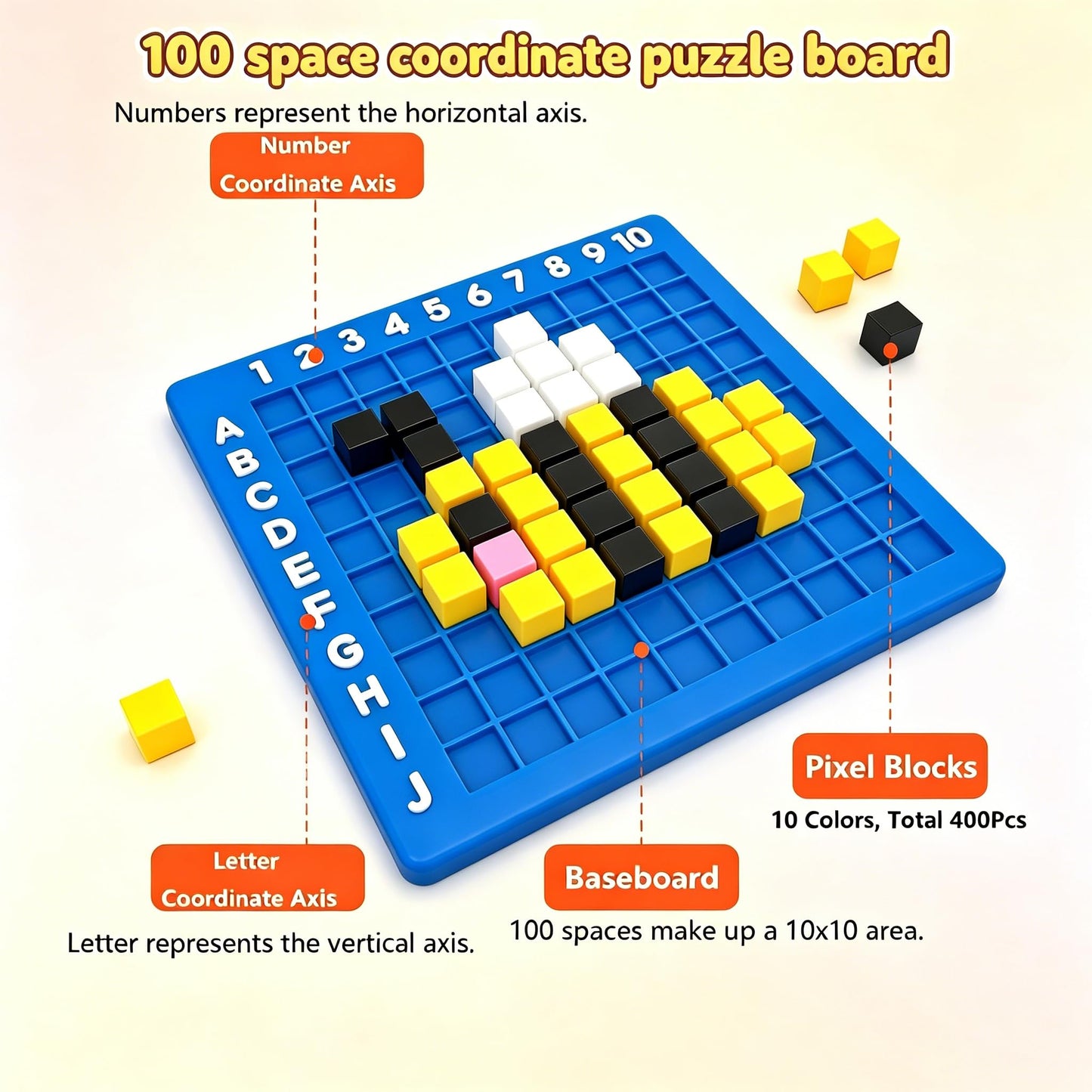 EXBEPE Pixel Art Kit Creator Puzzle Building Blocks,400 Plastic Cubes with 120+ Puzzles,STEM Educational Toy for Kids,Fine Motor Skills Game,Multicolor