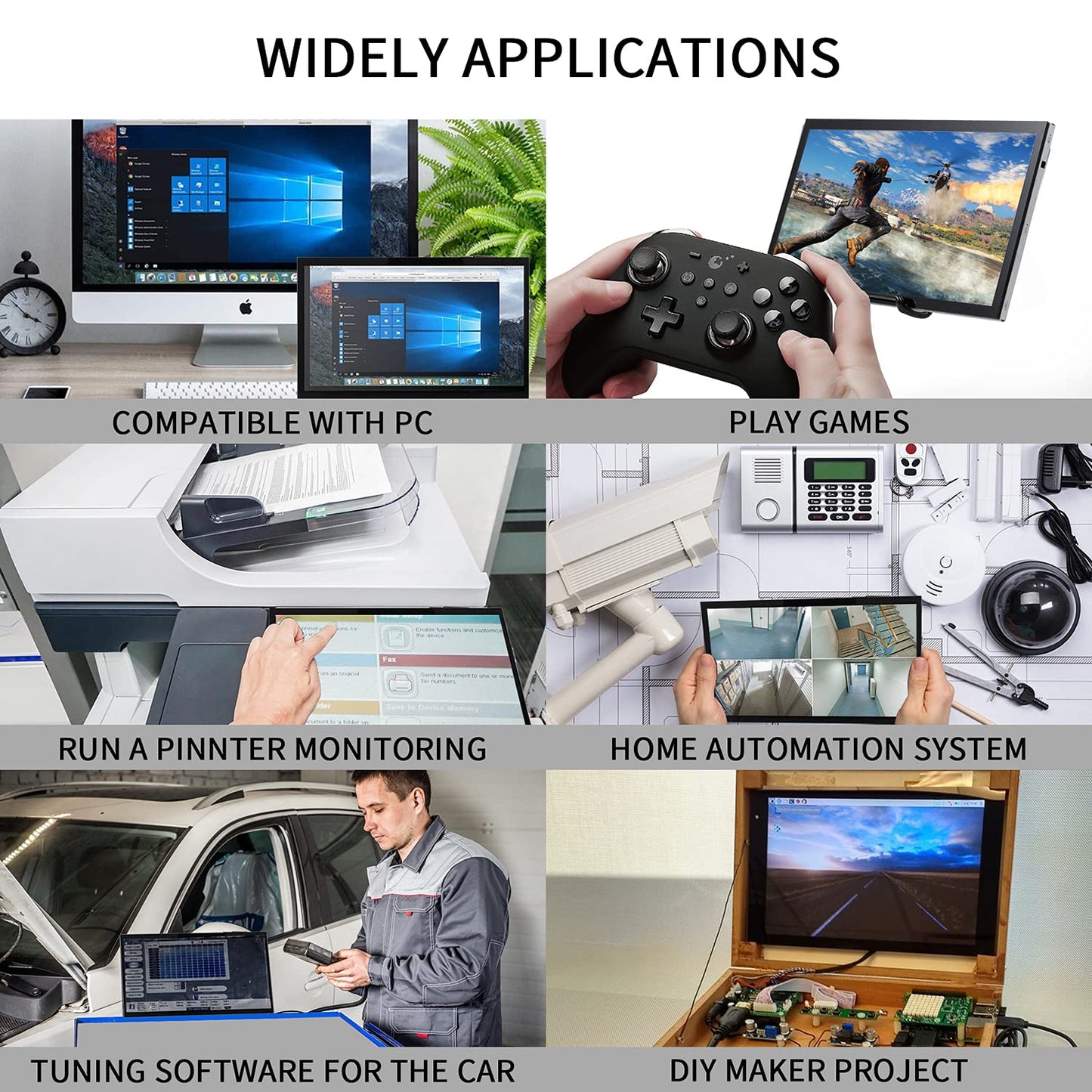 HMTECH Raspberry Pi Screen 10.1 Inch Touchscreen Monitor 1024x600 Portable HDMI Monitor 16:9 IPS Screen Display for Raspberry Pi 5/4/3/2/Zero/B/B+ Win11/10/8/7, Free-Driver