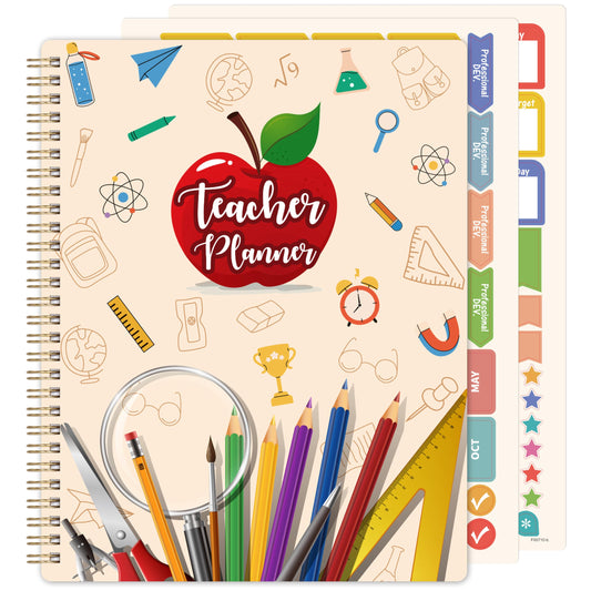 Teacher Planner - Undated Teacher Planner 9''x11'', Undated 2026-2027 Teachers Lesson Planners/Plan Book/Calendar Planners with Stickers, Schedules, Calendars and Inner Pockets