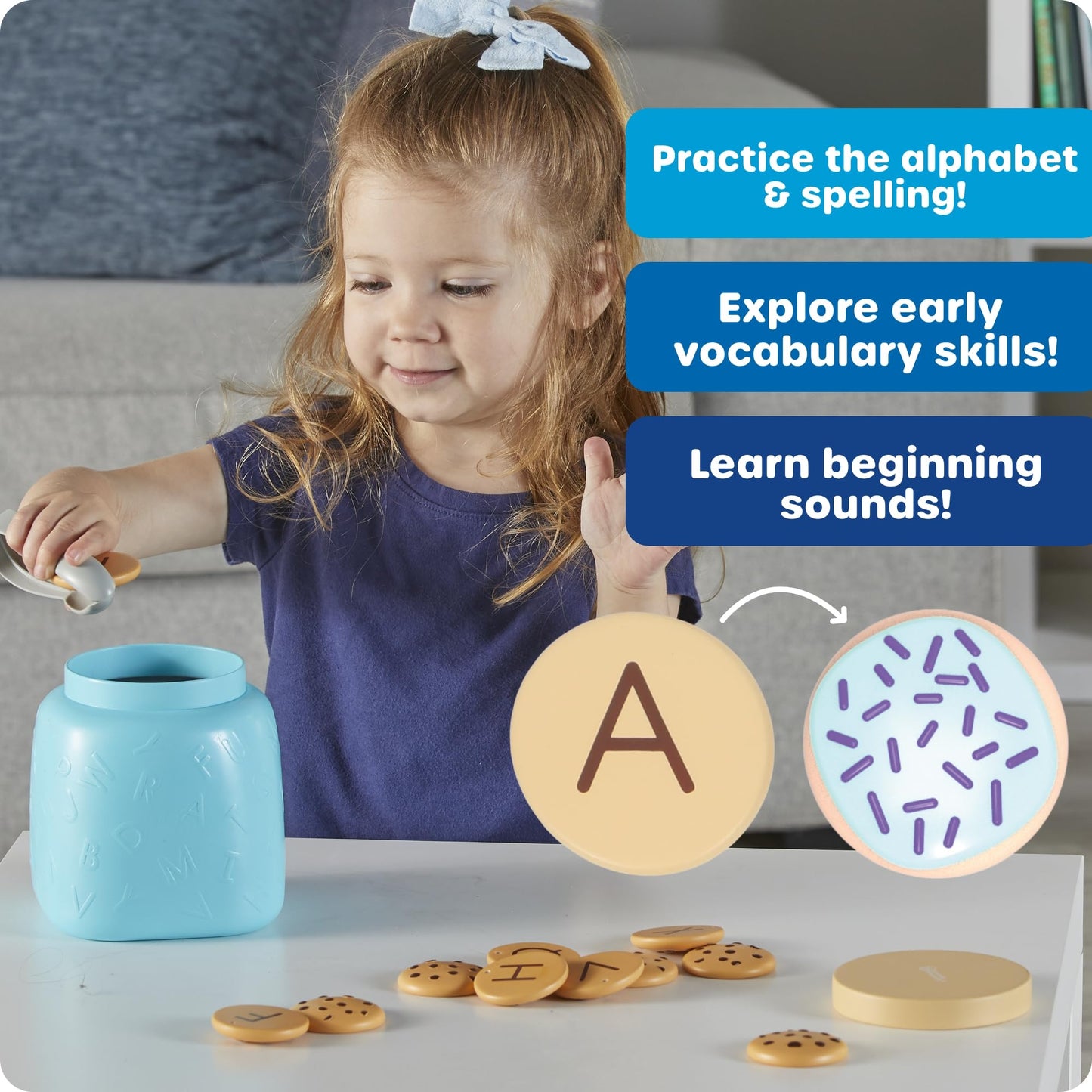 Learning Resources Alphabet Cookie Jar - ABC Toys for Kids, Alphabet Activities, Phonics Practice, Reading Practice, Language Development, Toddler Montessori Toys, Birthday Gifts for Boys and Girls
