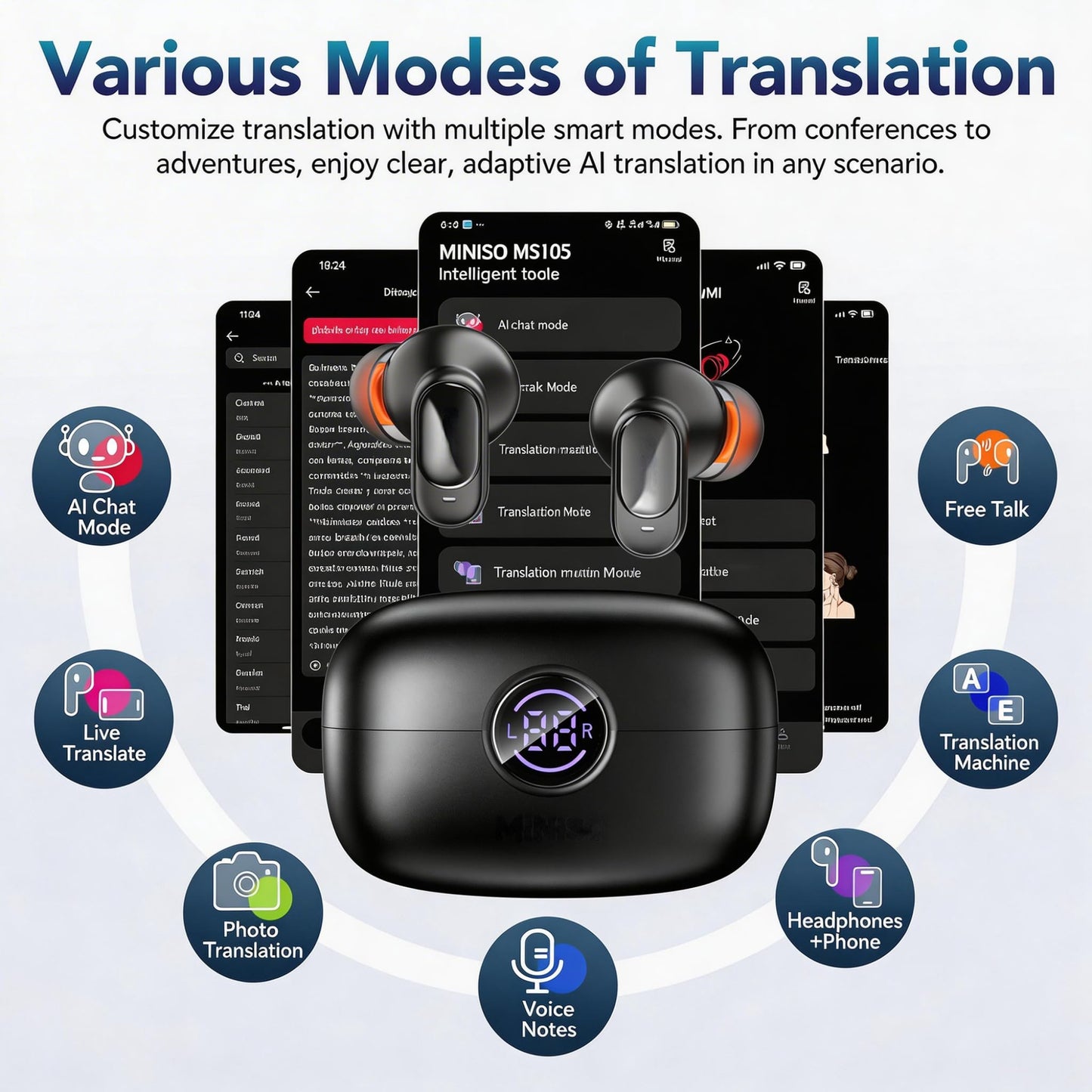 QYGCKJ NE79 Translation Earbuds Real Time, 2026 New AI 165 Language Translator Earbuds, Audifonos Traductores Inglés Español, Translate Ear Buds for Travel Learning Learning