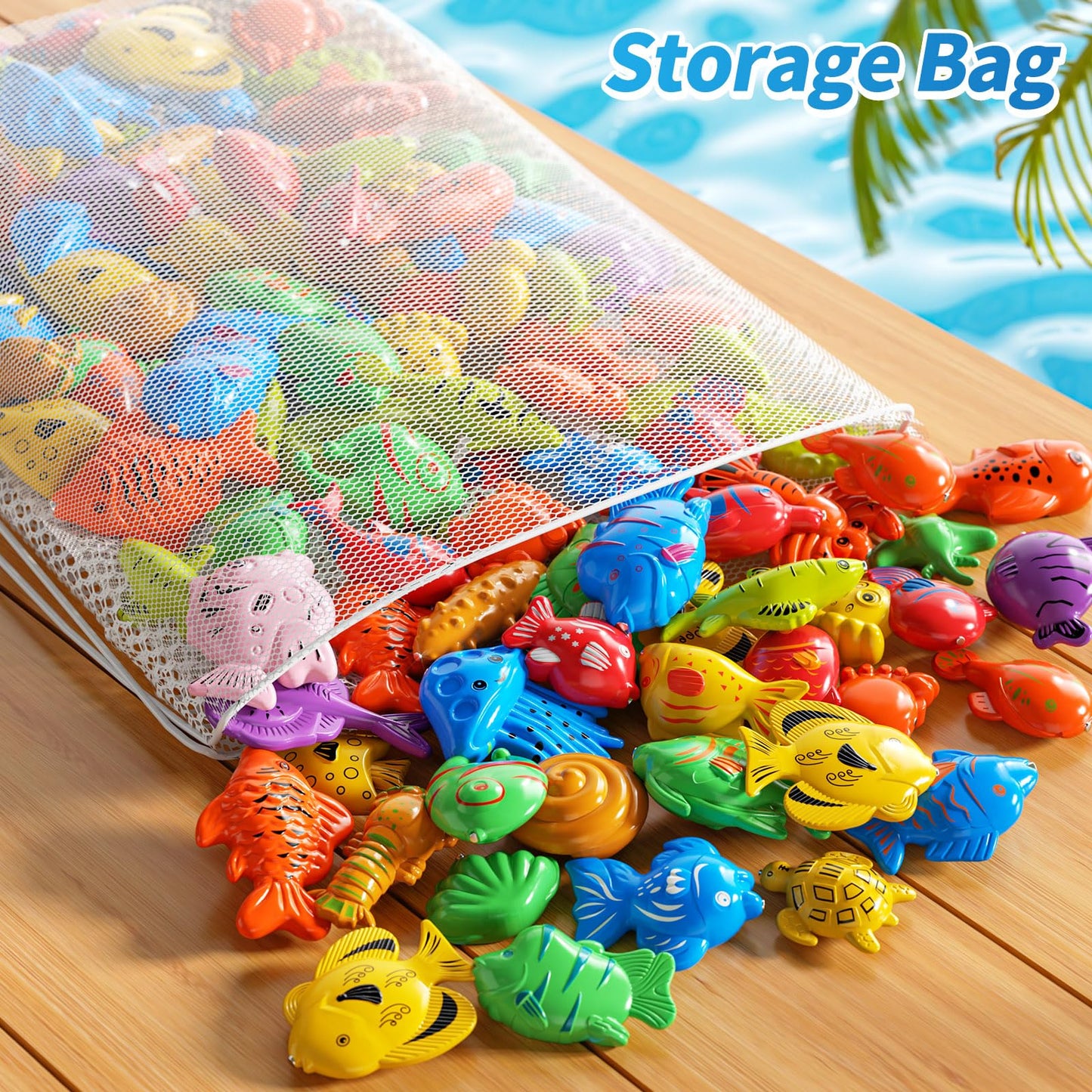 PEADUCK Magnetic Fishing Toys Game Pool Toys Set for Kids 3-5, Water Table Bathtub Toys with Pole Rod Net Plastic Floating Fish, Outdoor Toys for Kids Boys Girls Age 3 4 5 6 7 8 Year Old