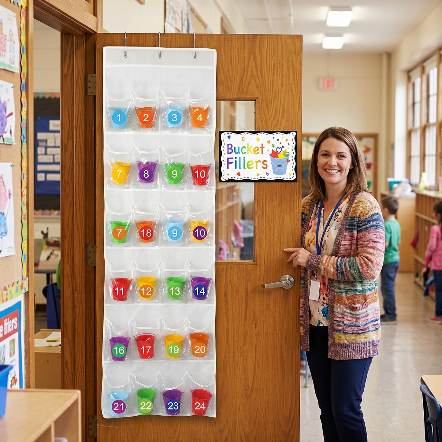 Yoojahow 24 Set Back to School Classroom Management Tools Mini Reward Bucket Filler Activities Have You Filled a Bucket Today Positive Behavior Reward for Teacher Preschool Classroom(Classic)