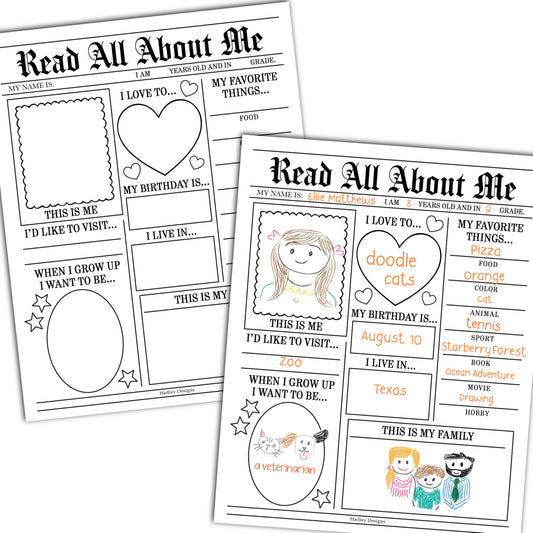 All About Me Posters for Classroom Must Haves - 20 Star Student Poster, 100 Days of School Items, Star of The Week Poster Elementary Classroom Decor, End of School Year Teacher Supplies