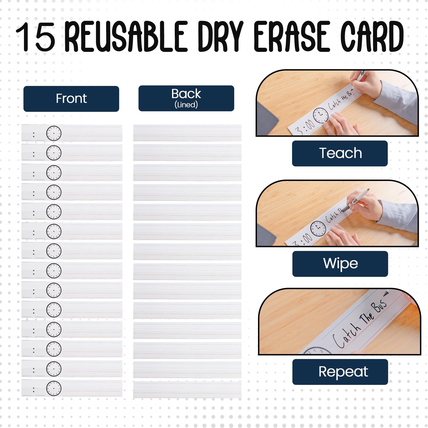 Essex Wares - 13 Pocket Daily Schedule Pocket Chart, Ultra-Durable Visual Schedule for Kids - Easy to Use, Reusable Daily Schedule for Kids - Reversible Chart for Sentence Strips