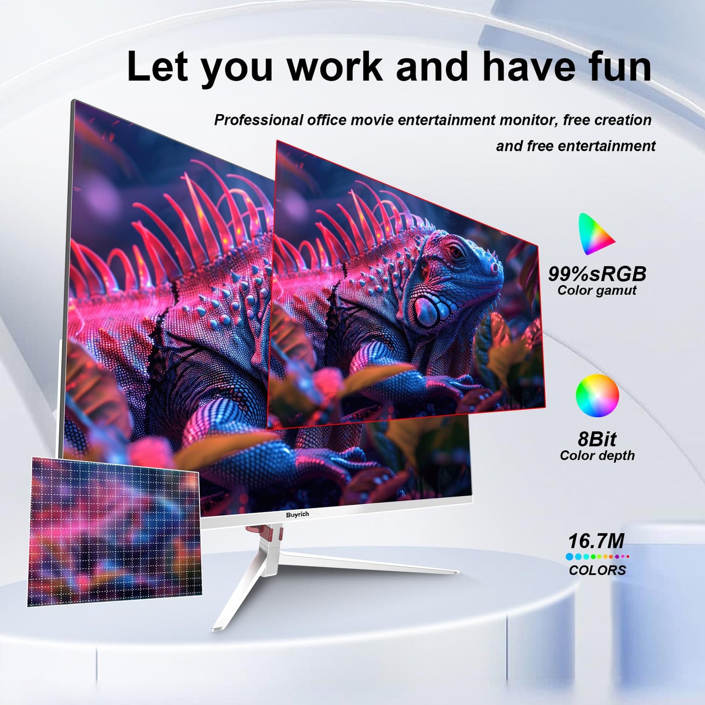 BUYRICH 27 Inch Computer Monitor 100Hz IPS FHD 1080P,Built-in Speakers, Frameless Gaming Monitor with FreeSync/G-Sync Compatible, HDR10, HDMI/DP Ports, VESA Mount, Tilt Adjustable