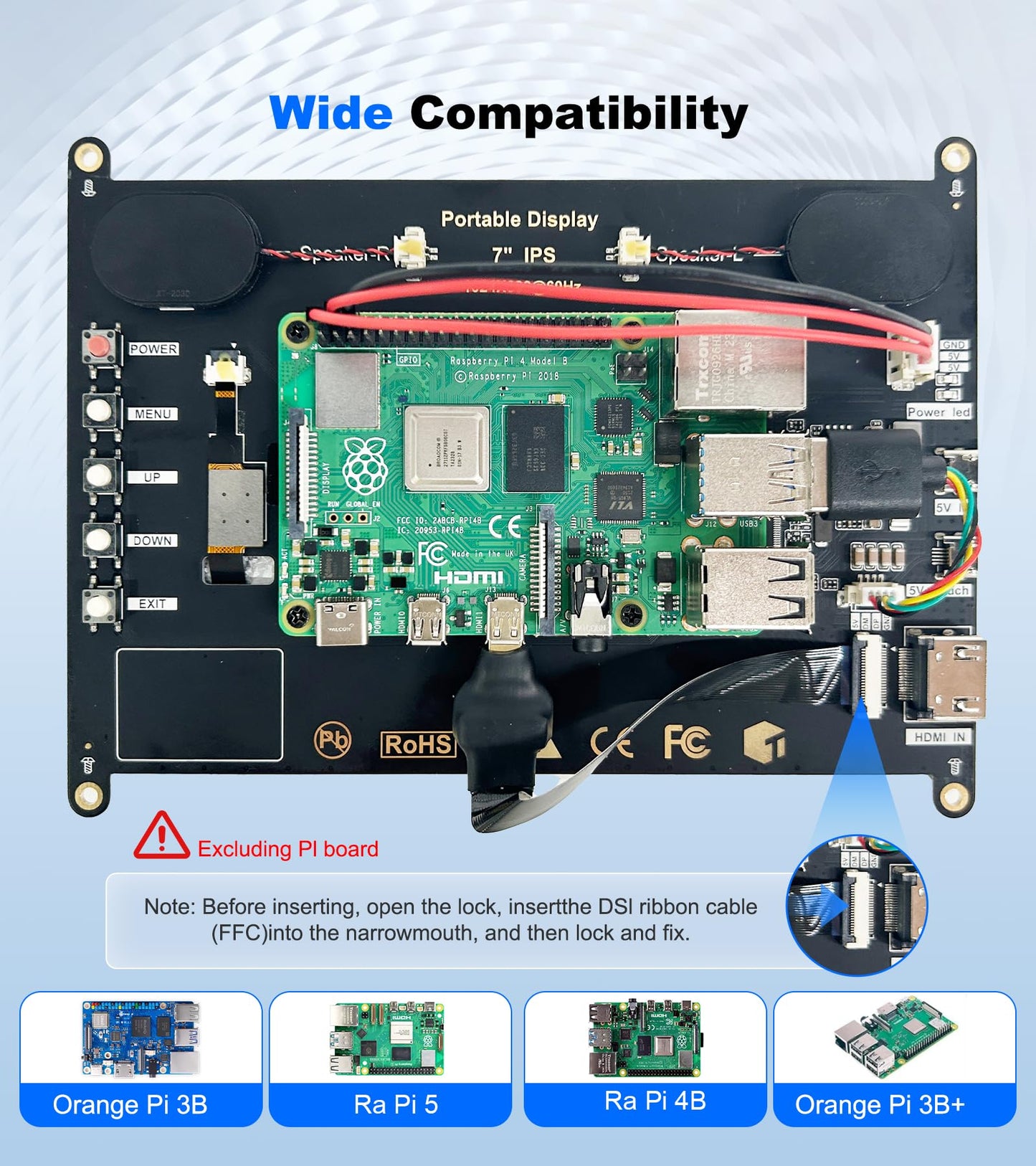 Forzola 7 Inch Touchscreen Monitor Compatible with Raspberry Pi, 1024x600 IPS Portable HDMI Touch Screen Display Compatible with Raspberry Pi 5/4B/3B+/3B/B+ Jetson Nano Win11/10/8/7