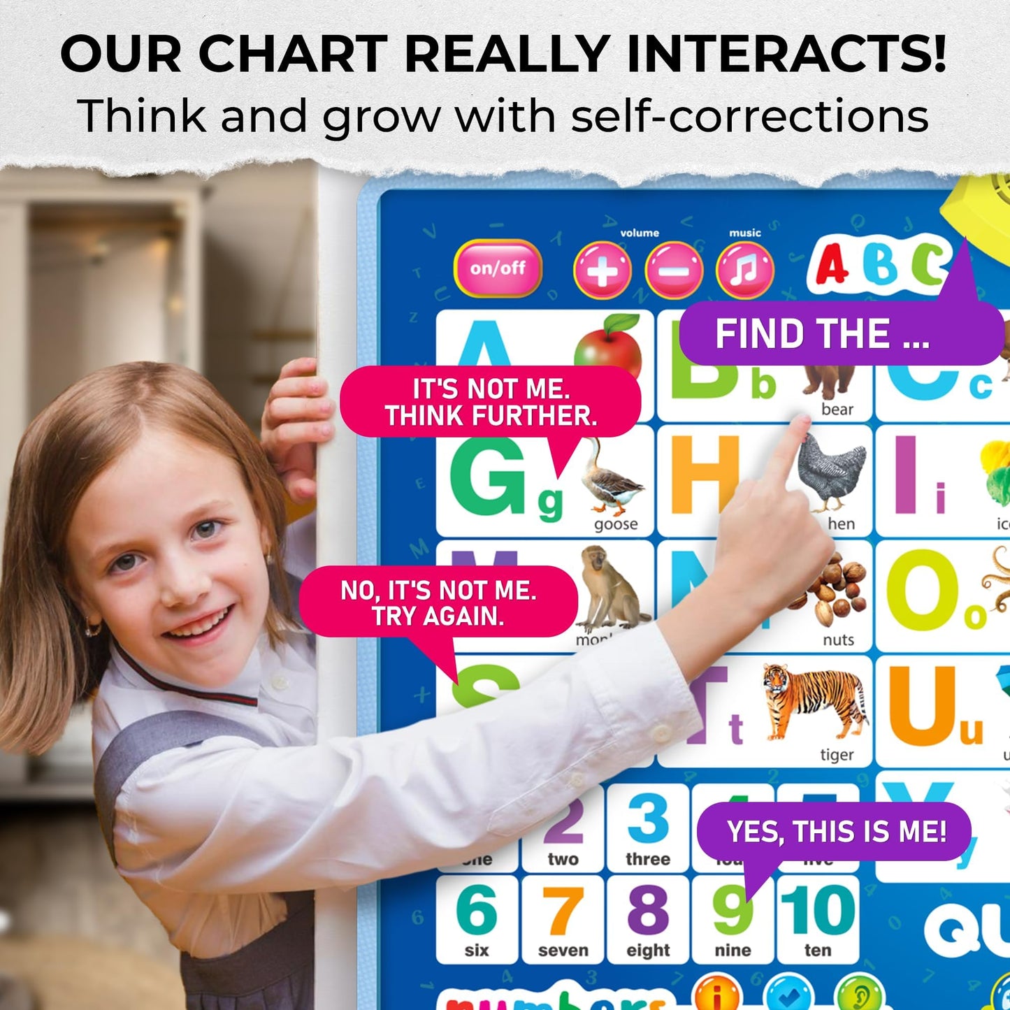 QUOKKA Educational Toys for Kids 5-7 Year Old - Blue ABC Chart Learning Wall Chart for Toddlers Age 3 4 6+ - Interactive Speech Therapy Poster Boy Girl - Autism Puzzle Game 8-10-12