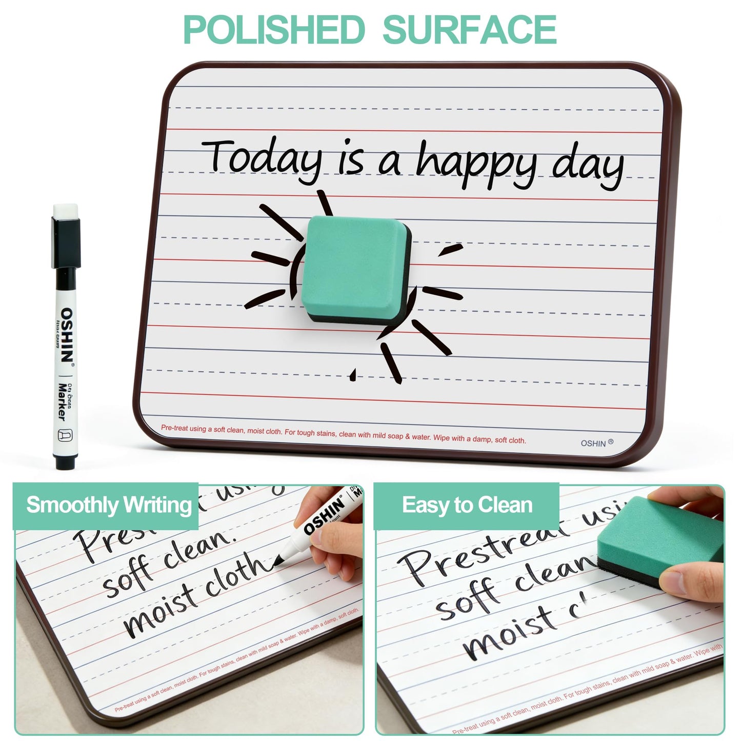 12 Pack Small White Boards, 9"x12" Double Sided Magnetic Dry Erase Boards Personal Handheld Whiteboards with Lines for Kids, Students, Teacher School, Include 12 Markers, 12 Erasers, 12X52 Pcs Letters