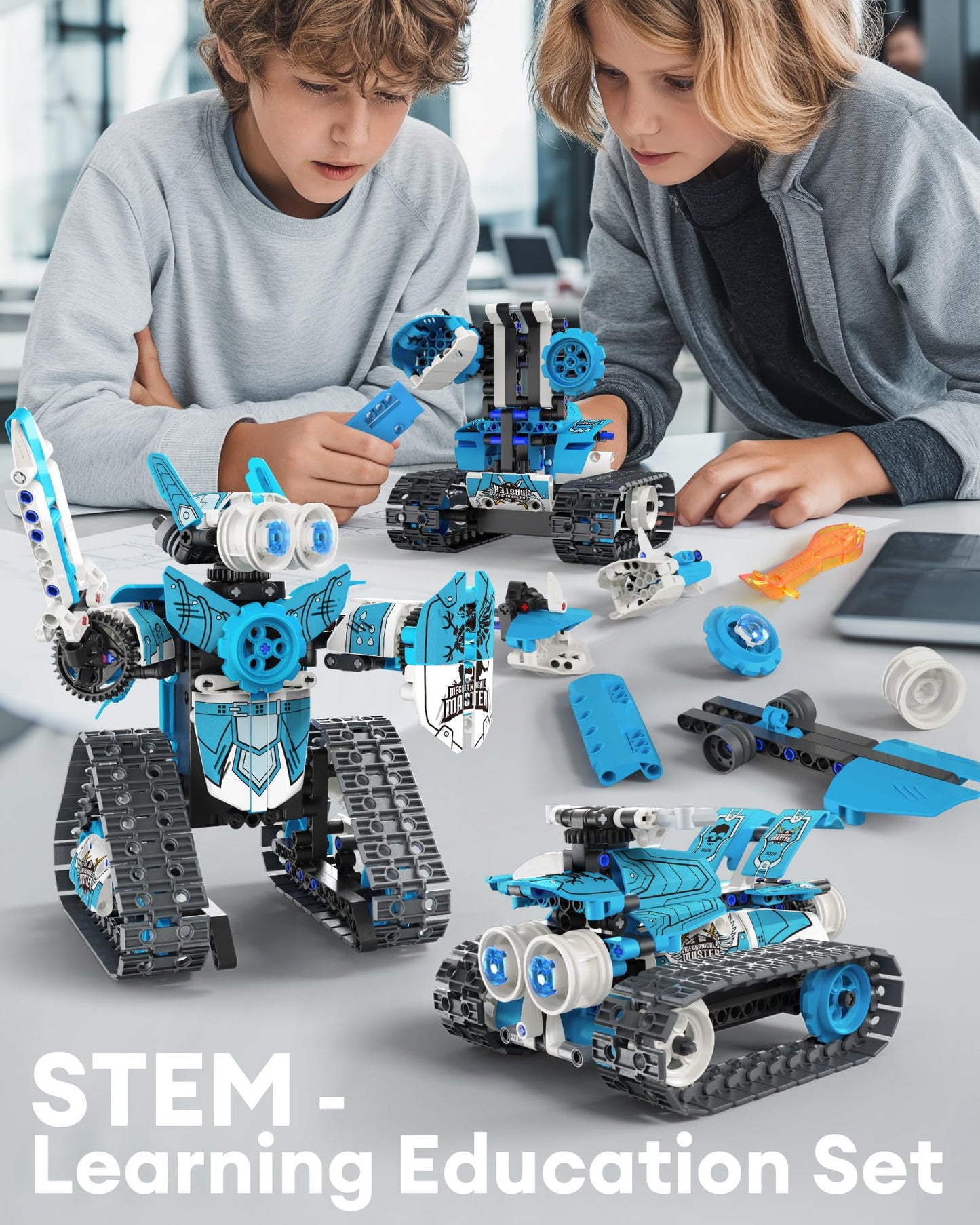 Opmind 5 in 1 STEM RC Robot Building Kit, 408PCS APP & Remote Control Blocks DIY Engineering Robotics, Erector Science Set for Kids Age 6 7 8 9 10 11 12+, Educational Learn Toys Gift for Boys & Girls