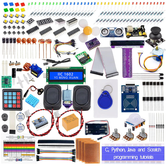 Ultimate Starter Kit for Raspberry Pi 5 4 B 3 B+ 400 Zero 2 W, Python C C++ Java Scratch Processing Code, 297 Items, 124 Projects, Online Tutorial Courses for Beginners(Raspberry Pi NOT Included)