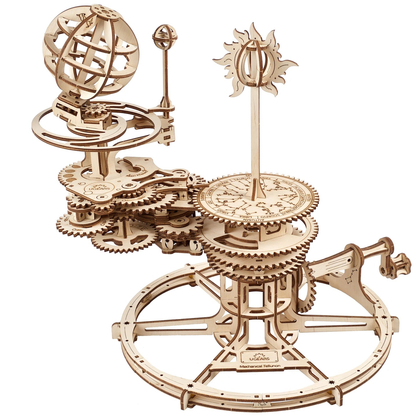 UGEARS Mechanical Tellurion 3D Puzzle - 3D Wooden Puzzled for Adults, Solar System Model Kit, Wooden Model Kits for Adults to Build, Mechanical Models Brain Teaser Puzzle