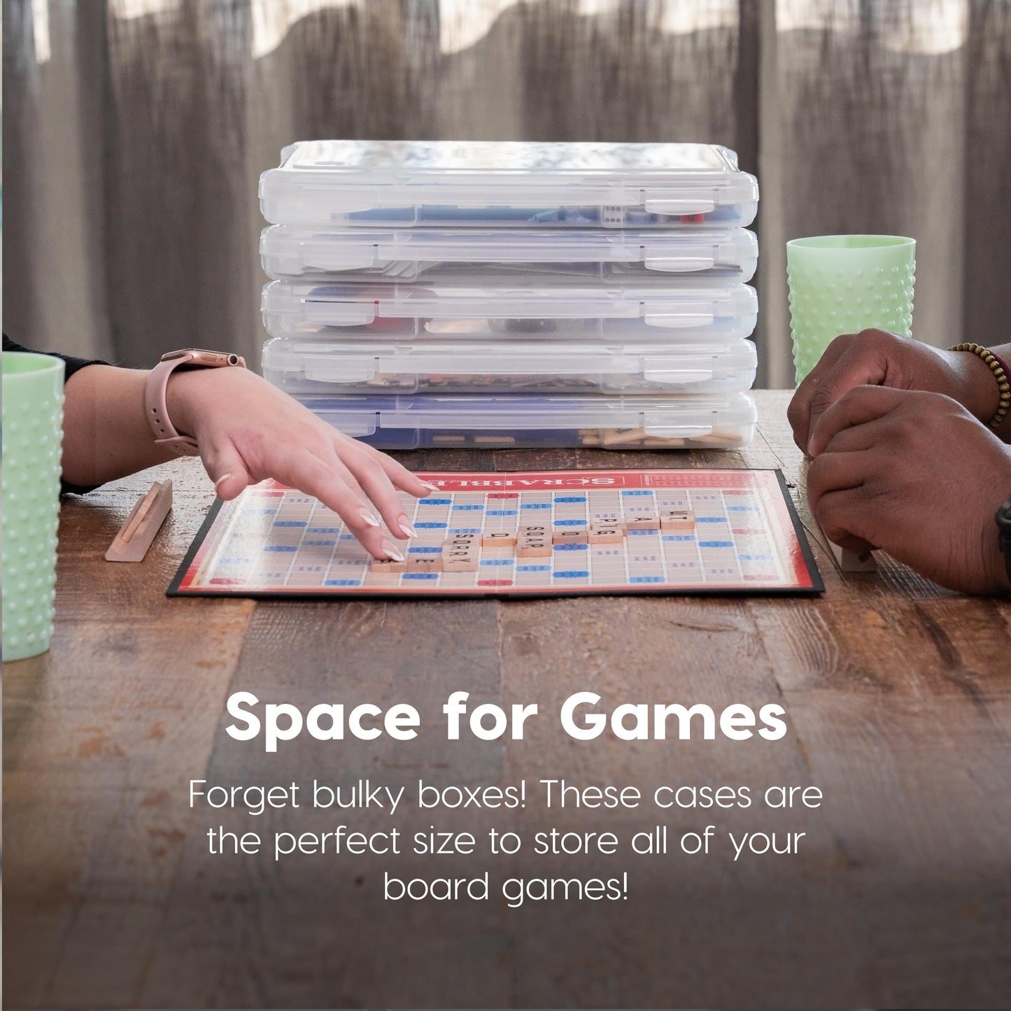 IRIS USA Board Game Storage Containers, 10-Pack |Made in USA| Organizers with Built-In Handle & Snap-Tight Lid for Puzzles, Scrapbook, and Fits 8.5" x 11" or A4 Papers, Slim - Clear
