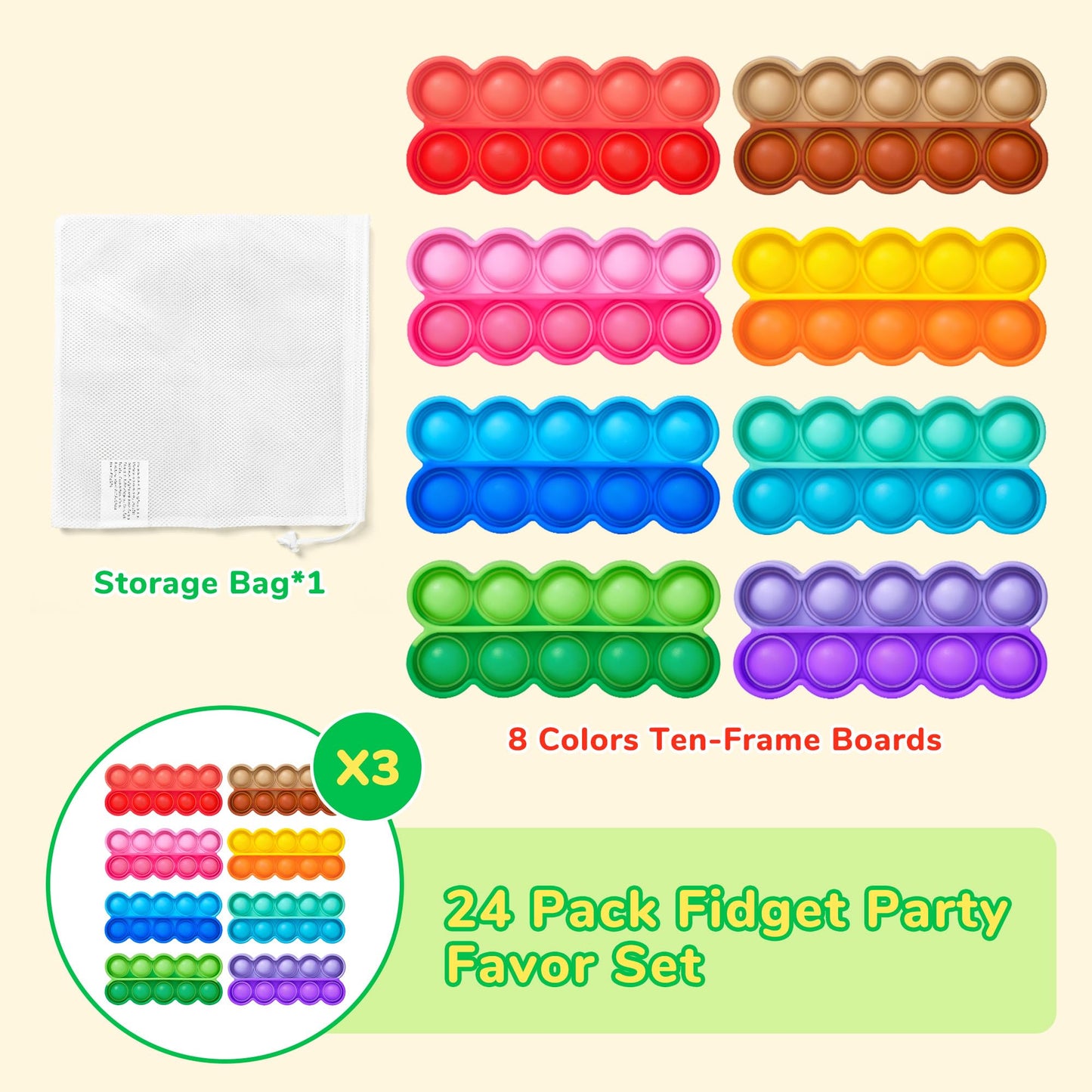 JoyCat 24 Pack Pop Fidget Party Favors for Kids, Bulk Sensory Toys for Classroom Prizes, Goodie Bag Stuffers, Treasure Box Toys, Travel Toys and Stocking Stuffers