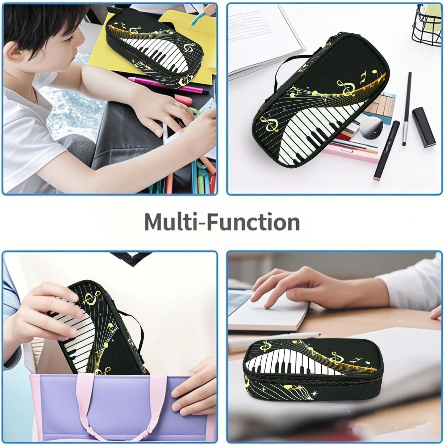Droerfes Music Pencil Case Pencil Pouch Large Capacity Pen Bag School Office Organizer Stationery Storage Box For Girls Boys Teen Kids