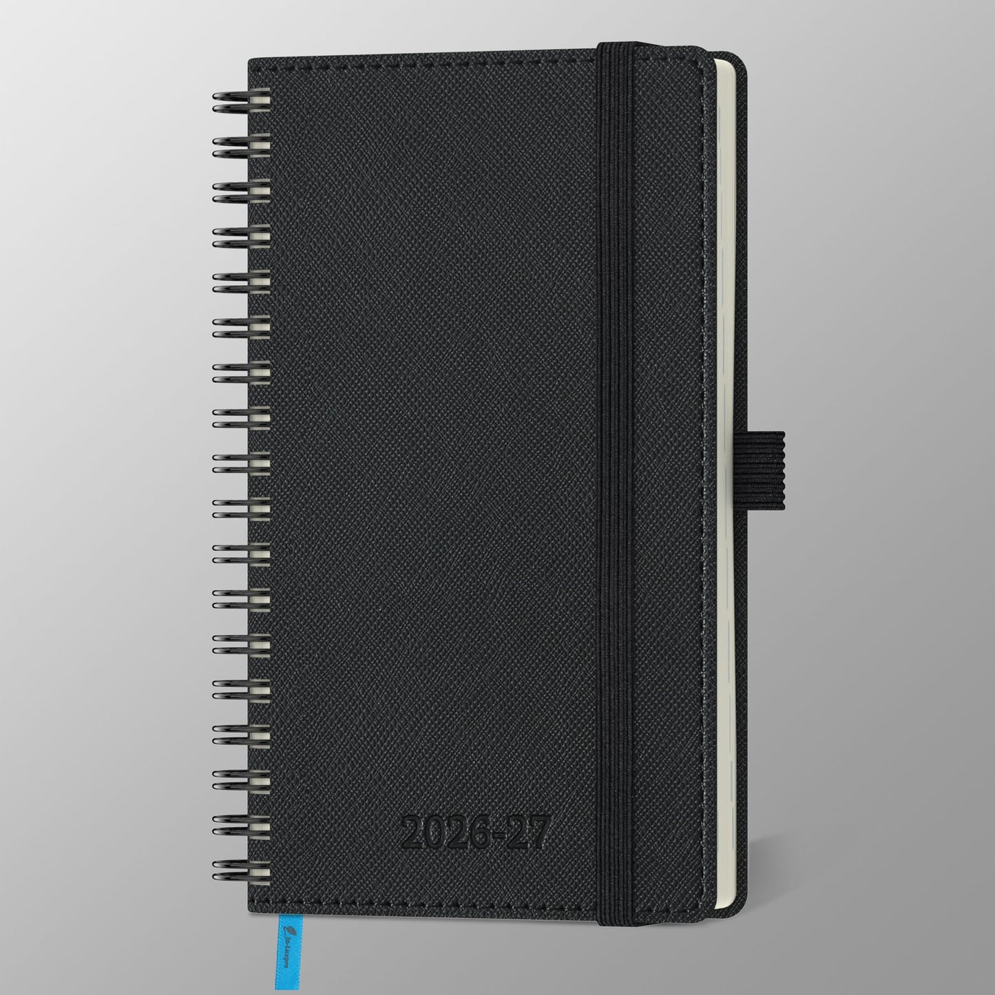 IN-LUXPRO Planner 2026-2027 Daily Weekly and Monthly,6.5"x3.75",18 Months Spiral Bound Calendar Agenda with Self-adhesive Pen Holder,2026 Academic Plan with Vegan Leather Soft Cover,Black