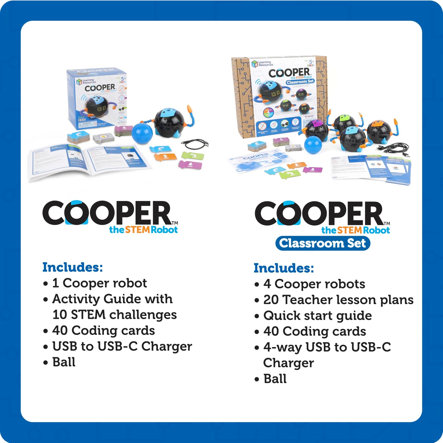 Learning Resources Cooper the STEM Robot, Coding Toy for Kids, Interactive STEM Robot for Classroom, Rechargeable Programming Toy, Ages 5+