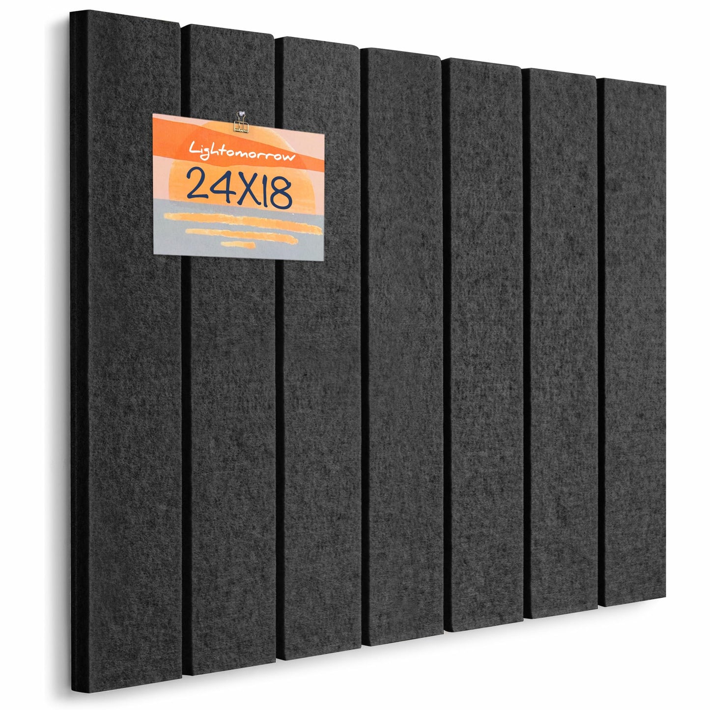 Lightomorrow Bulletin Board, 24 x 18 inches Felt Board Decorative Pin Board, 4' x 3' Cork Board Alternative for Wall, Foldable Photo Board with 20 Pushpins - Black Stripes