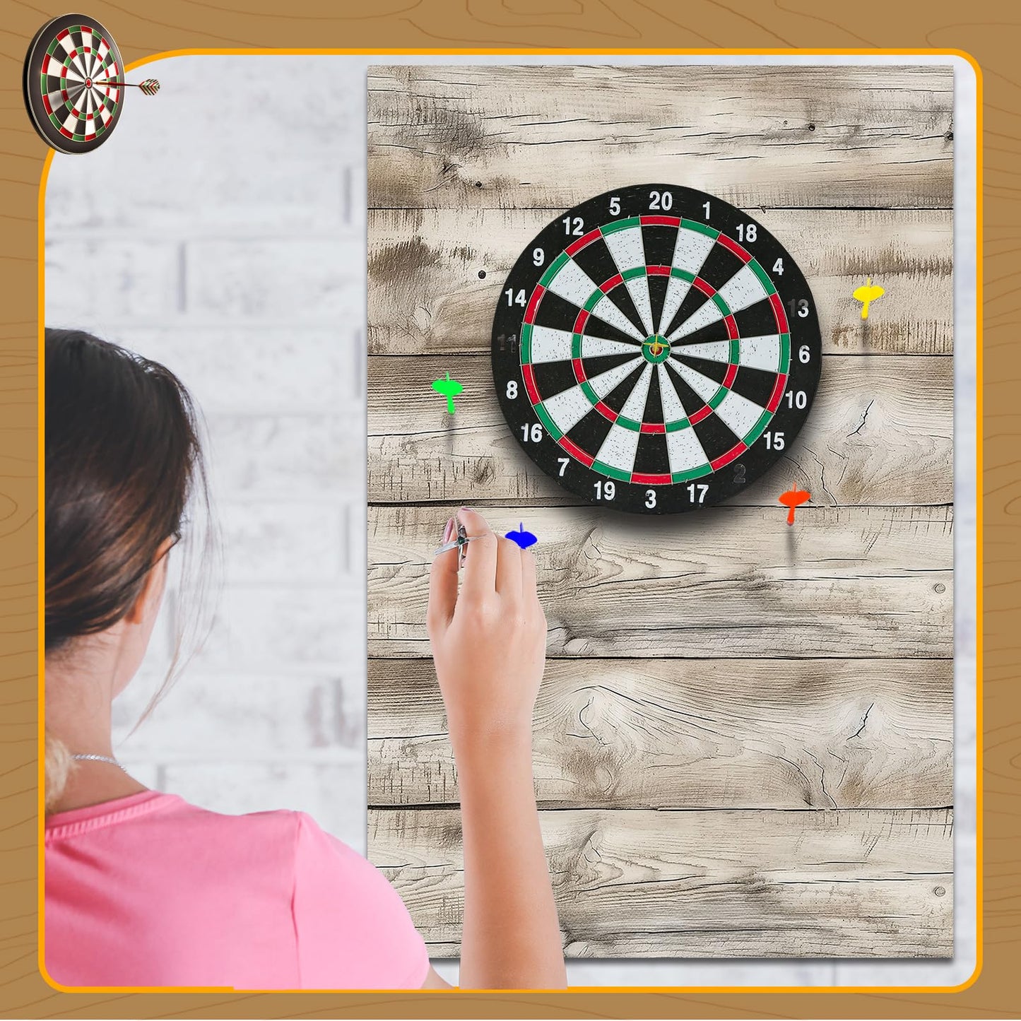 Hahafelt 36 x 24 x 0.5 Inch Felt Wood Grain Dart Board Wall Protectors Square Dart Board Backing Tiles Dartboard Backboard Cork Backboards Alternative (Light Grain)