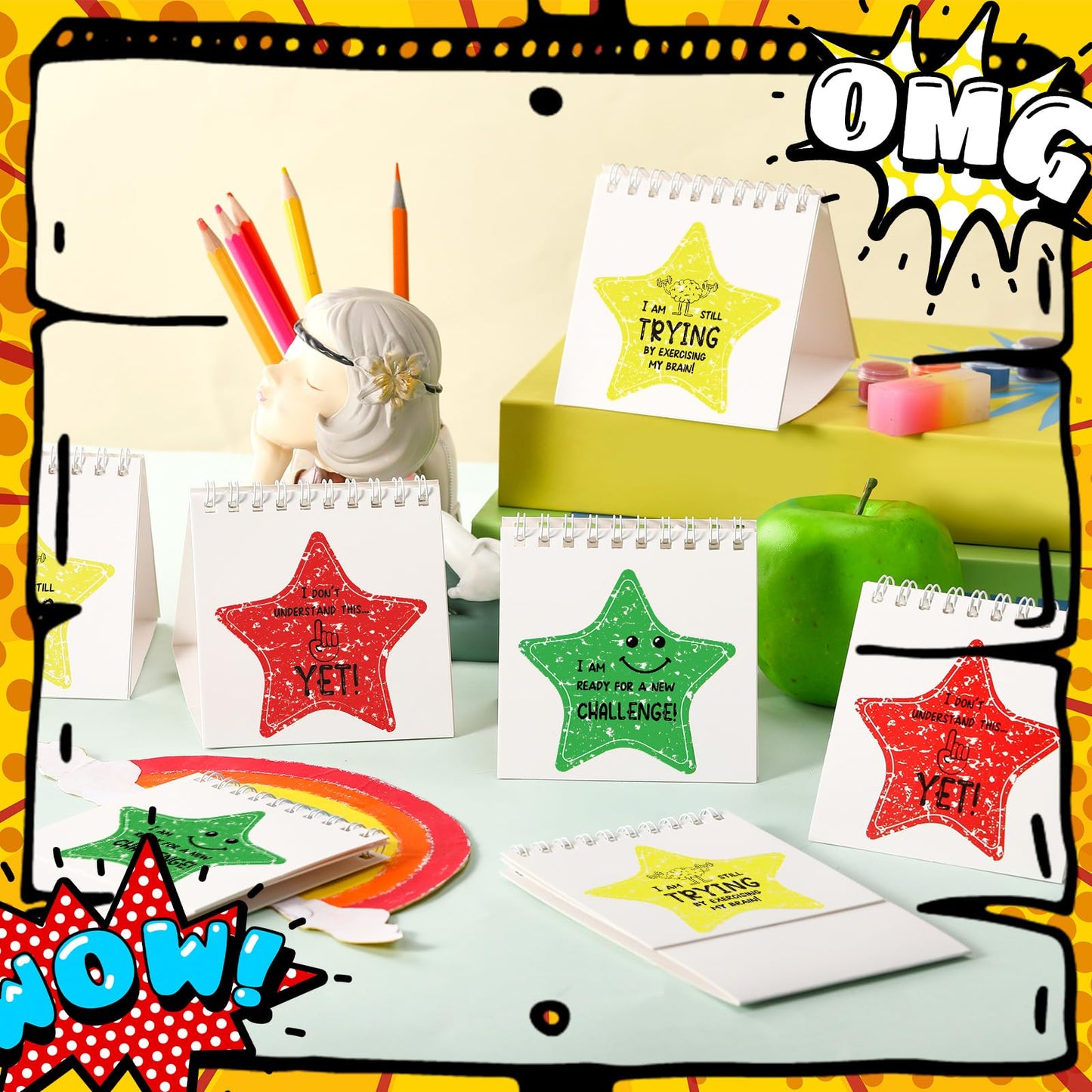 Chivertion 36 Pcs I Need Help Mini Flip Charts Star Classroom Management Need Tools Behavior Self Assessment Cards for Teachers School Educational and Learning Activities Supplies(Novel Style)