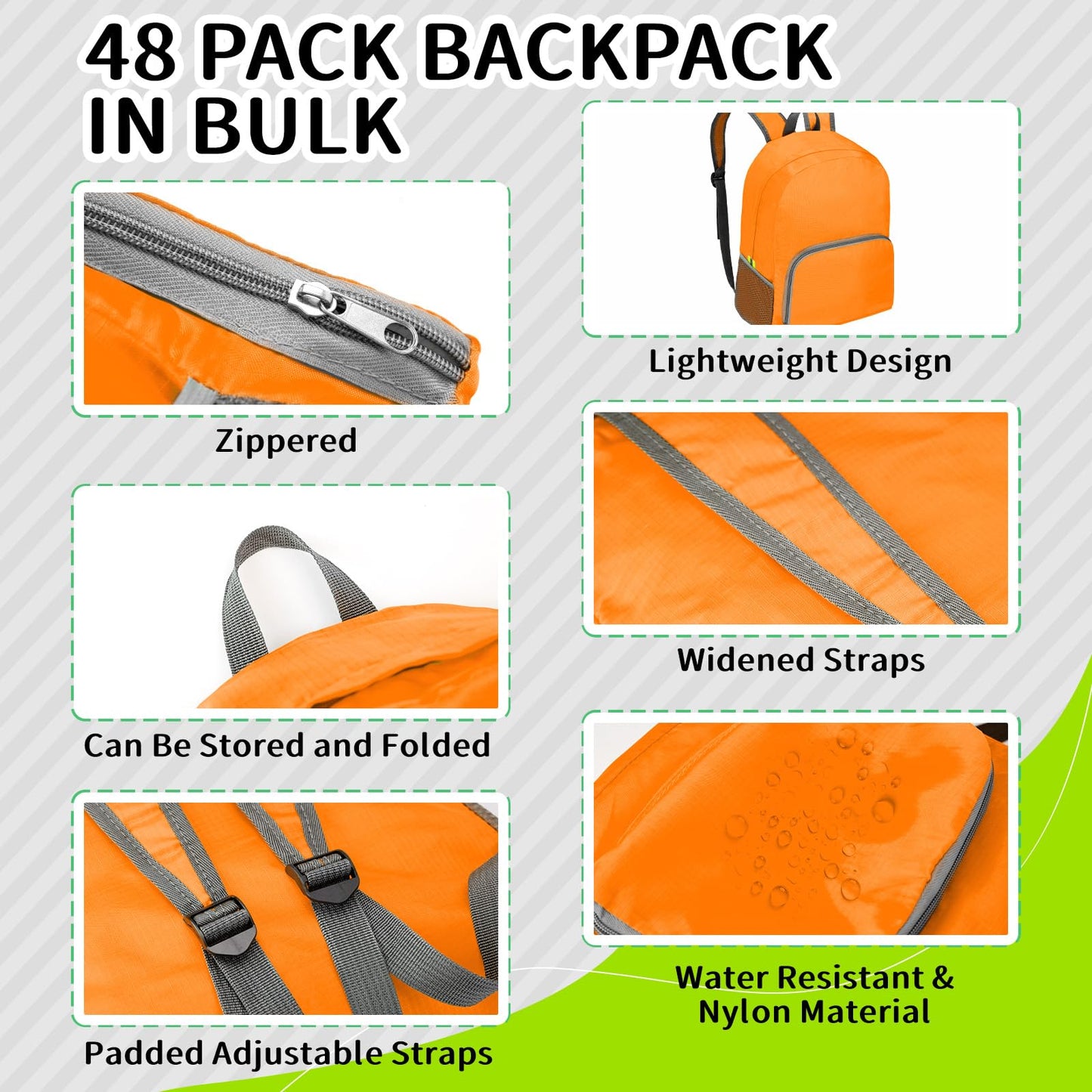 ABULKSALE 48 Pcs 17 Inch Foldable Backpacks in Bulk Classic Back Packs Colorful Book Bags Lightweight Basic Bookbags Wholesale for Homeless Student School Supply Outdoor Travel