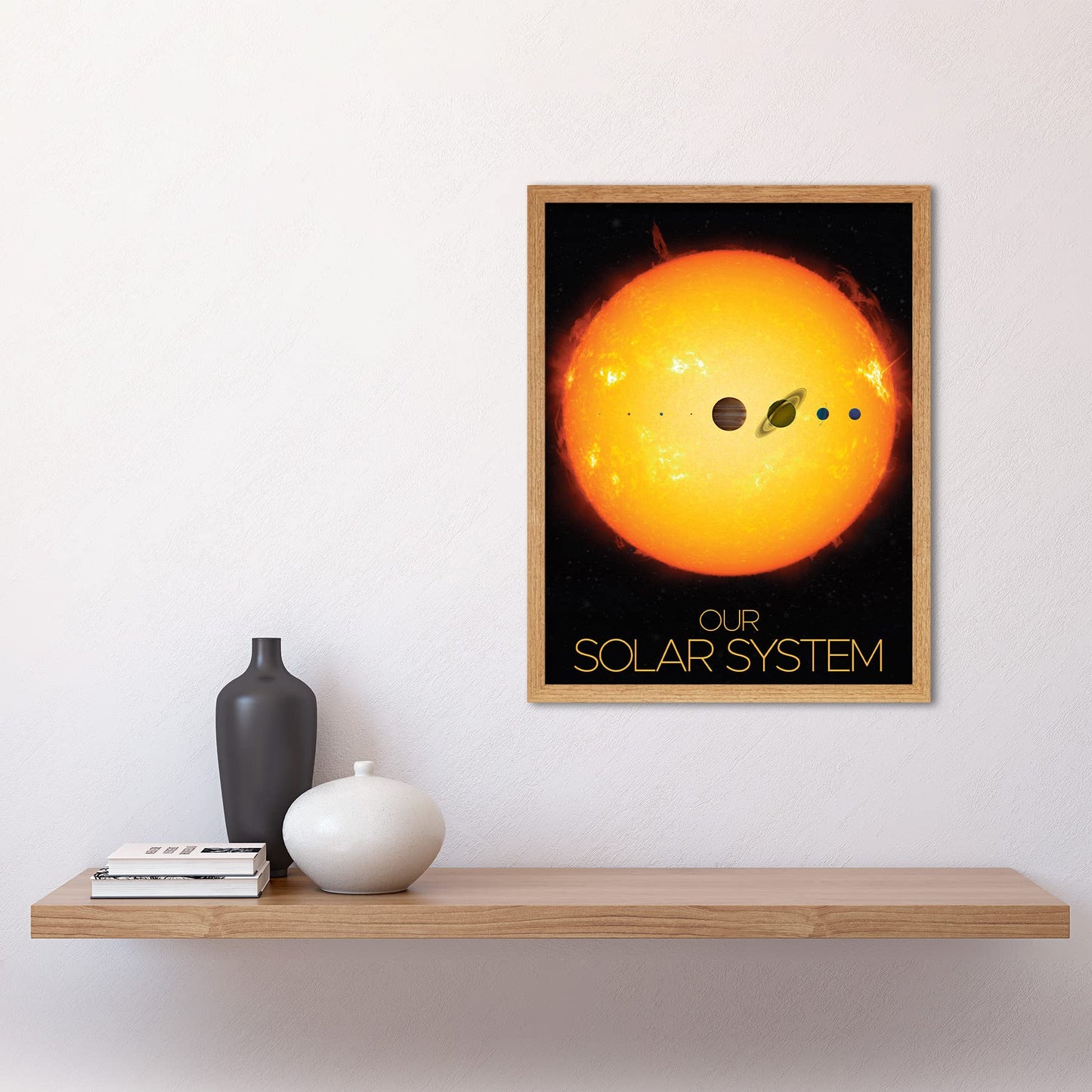 Artery8 NASA Our Solar System Planets and Sun Size Comparison Art Print Framed Poster Wall Decor 12x16 inch