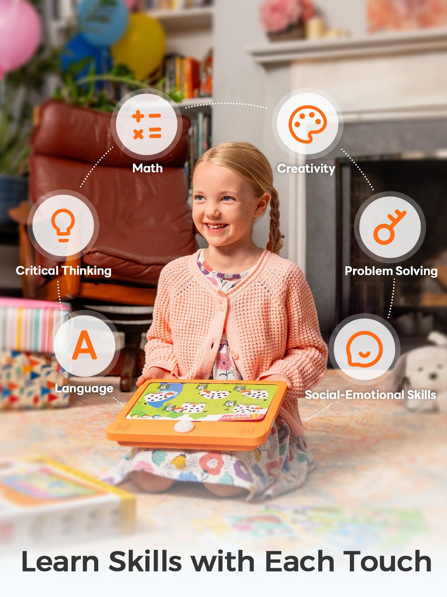 Think Academy Learning Pad - Screen Free Tablet with Flash Cards Inserted to Learn Alphabet, Numbers, Early Math, Logic, Nature and Daily Life, Educational Toys Gift for 3 4 5 Years Old Boys Girls