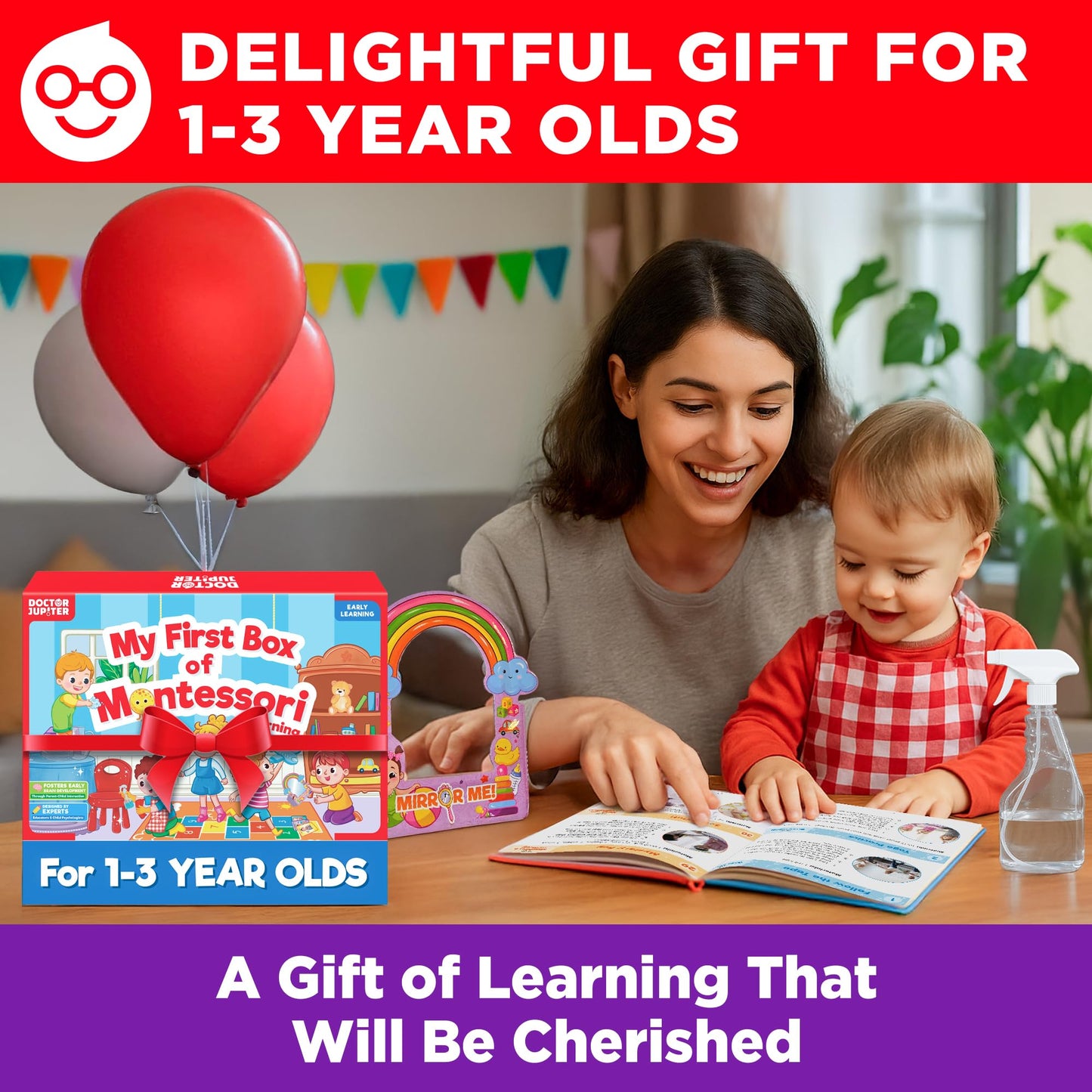Doctor Jupiter My First Box of Montessori Learning for Toddlers 1+ Year Olds | Montessori Toys, Birthday Gift for 1 2 3 Year Old Boys & Girls | Learning & Educational Activities for 1+ Year Old