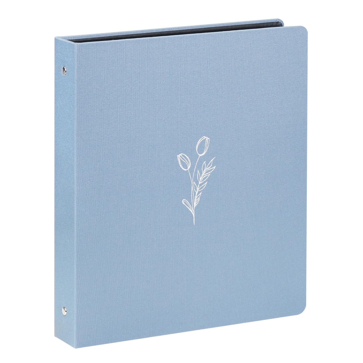 Premium Linen 3 Ring Binder 1 Inch - Decorative Hardcover Binder with Round Rings, Holds 8.5 x 11 Letter Size Paper for School, Office, Home Organization & Presentation, Tulip, Blue