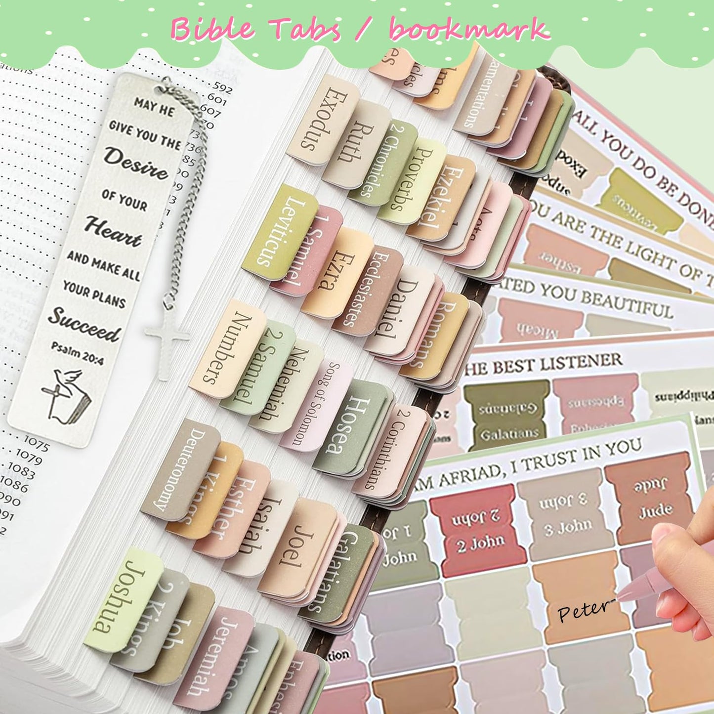 47Pcs Bible Study Supplies Journaling Kit with Large Pencil Case, Notebook, No-bleed Highlighters and Pens,Bible Bookmark Tabs Stickers, Book Study Annotation Kit for Women and Students,Green
