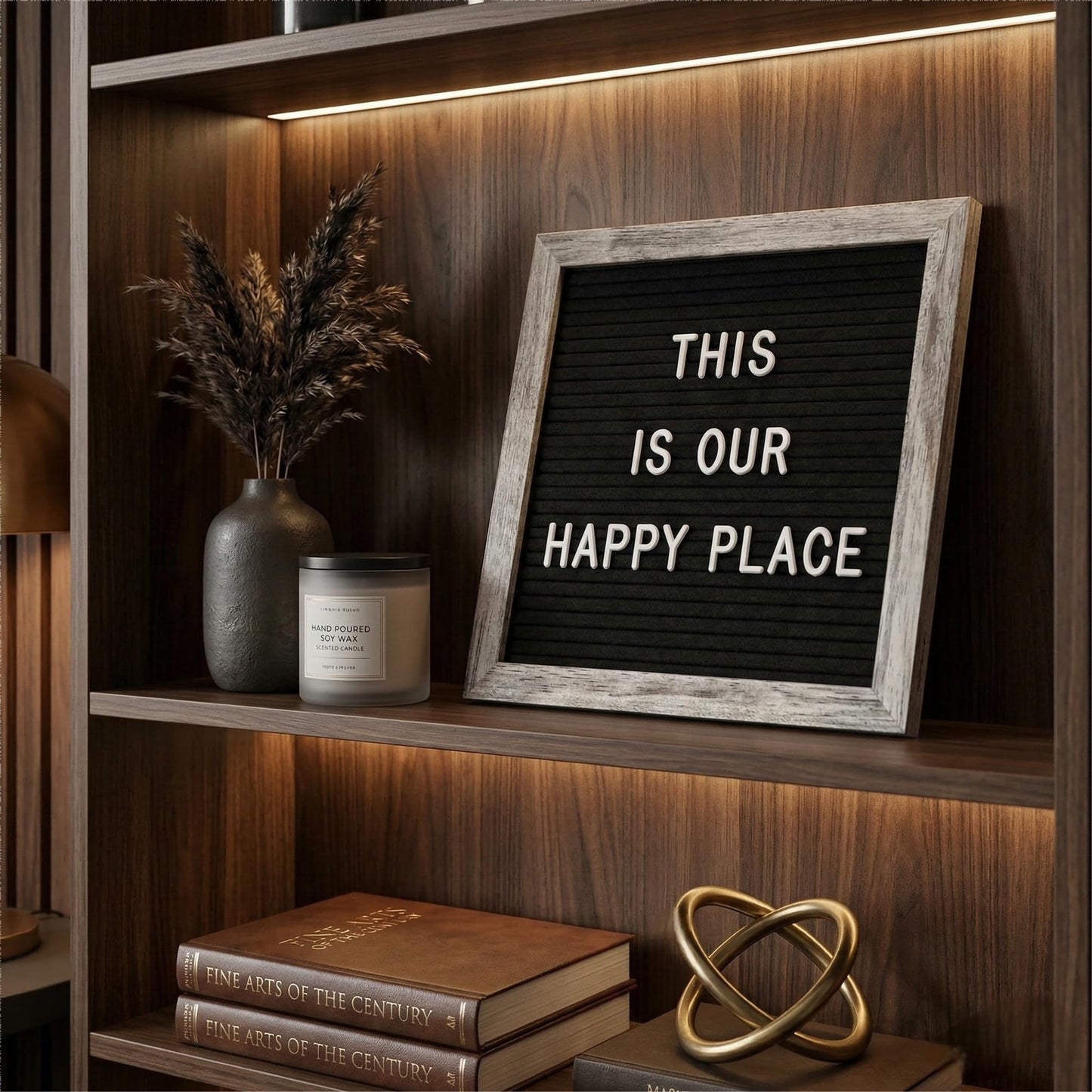 C CRYSTAL LEMON Felt Letter Board 10x10 Inches – 336 Letters, Numbers & Symbols – Rustic Black Message Board with Wood Frame, Wall Mount & Display Stand